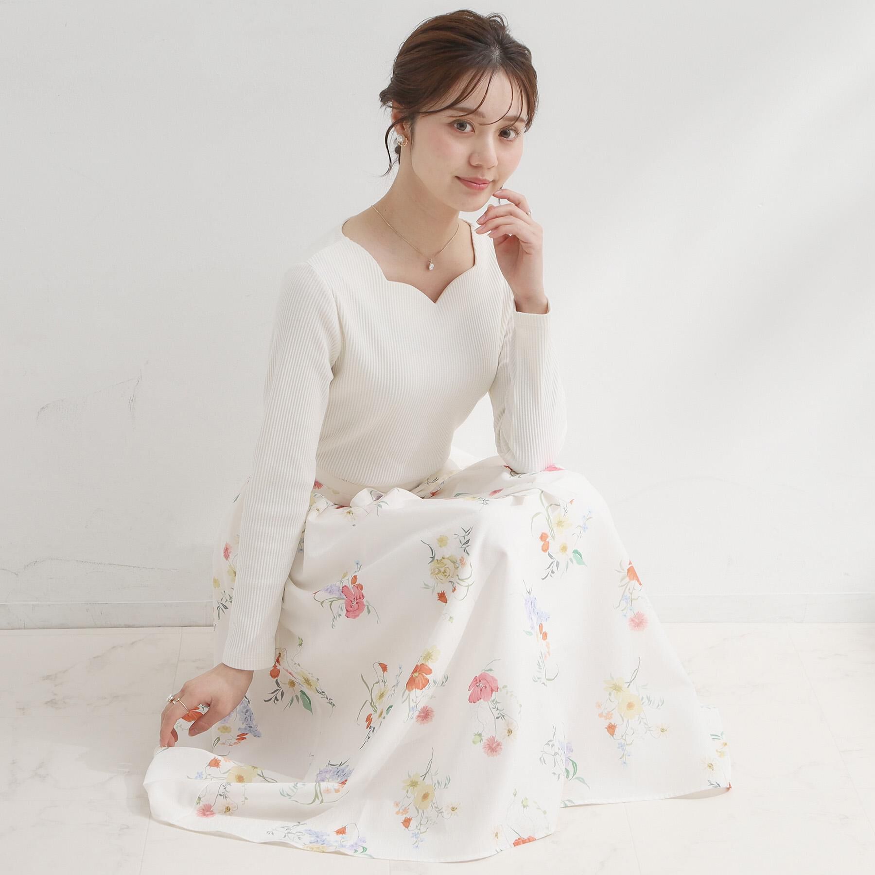 Couture broach「【洗える】ハートネック テレコプルオーバー」|Tシャツ・カットソー|