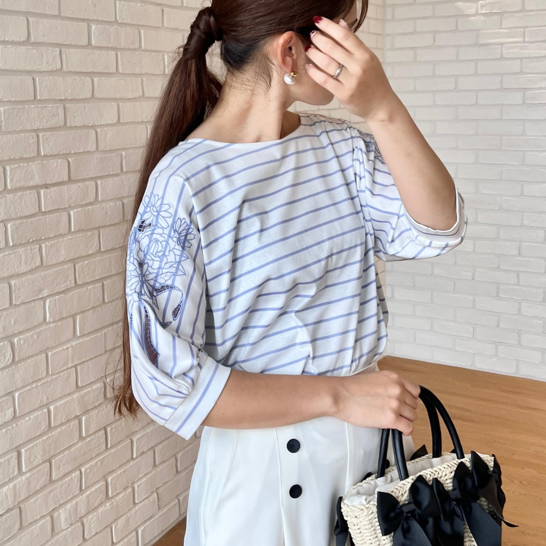 Couture broach「【接触冷感・UVカット】エンブロドルマントップス」|Tシャツ・カットソー|
