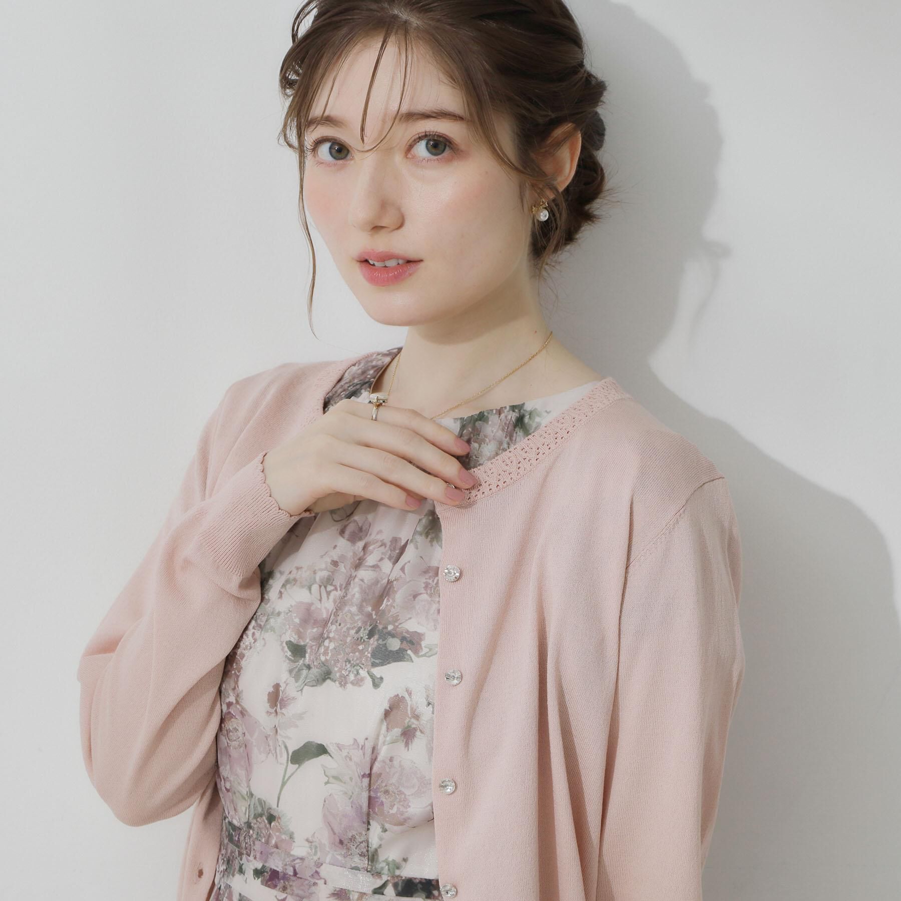 Couture broach「【アンサンブル可・UVカット・アンチピリング】ポイント透かしビジュー釦カーディガン」|カーディガン|