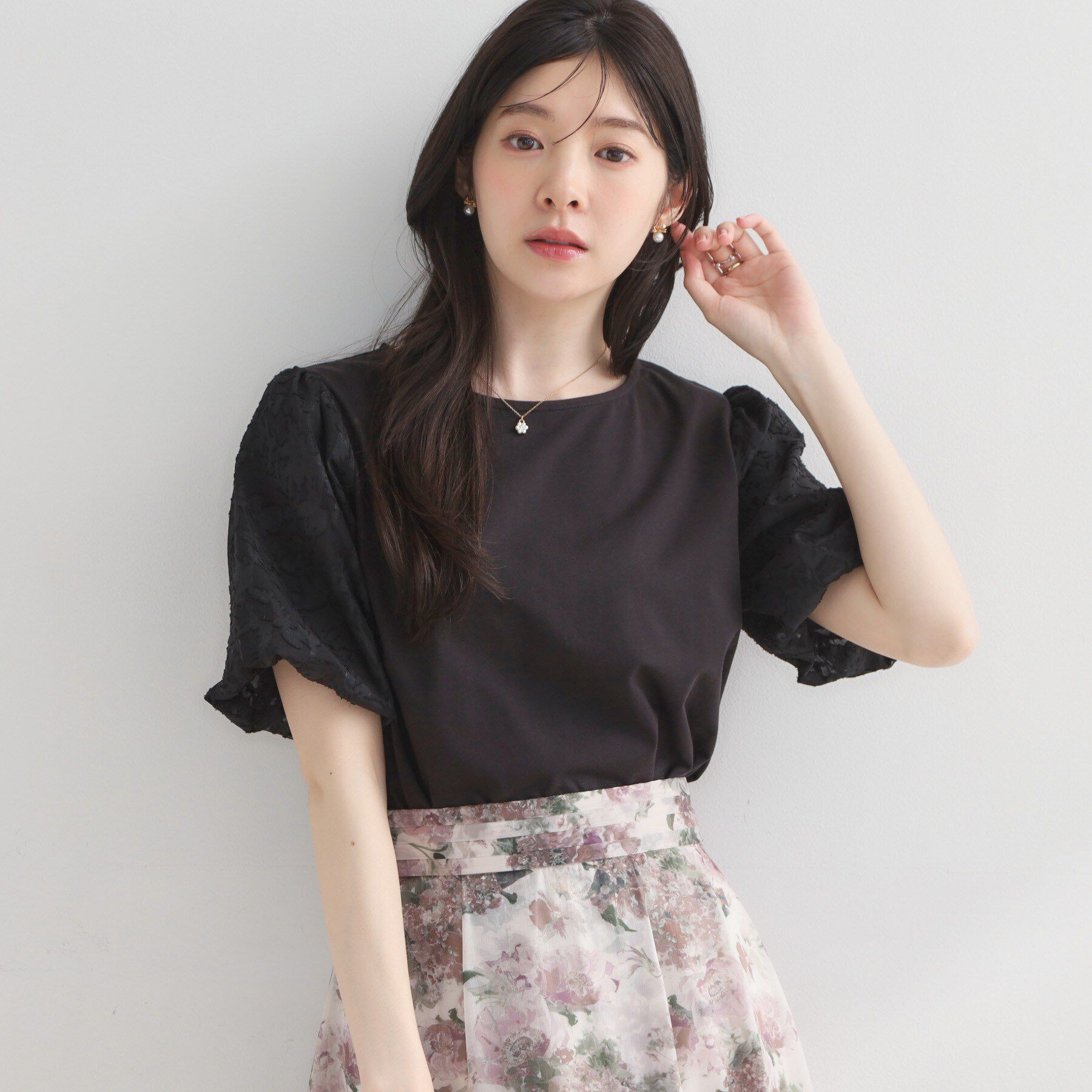 Couture broach「【接触冷感・UVカット・洗える】バルーンスリーブ トップス」|Tシャツ・カットソー|
