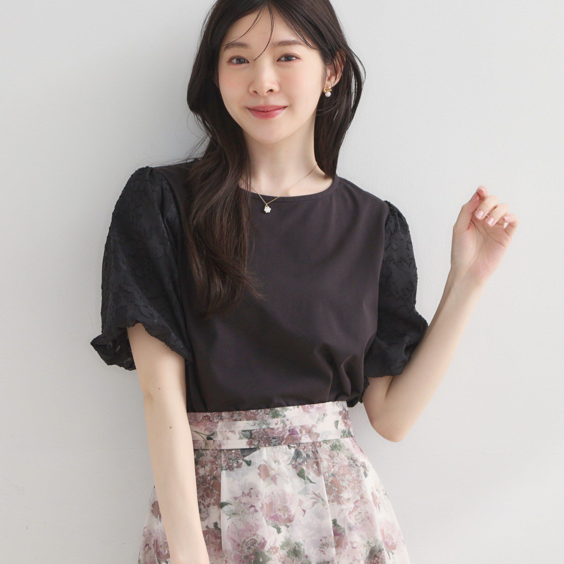 Couture broach「【接触冷感・UVカット・洗える】バルーンスリーブ トップス」|Tシャツ・カットソー|