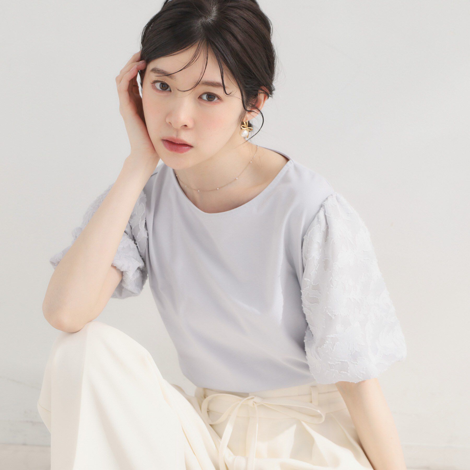 Couture broach「【接触冷感・UVカット・洗える】バルーンスリーブ トップス」|Tシャツ・カットソー|