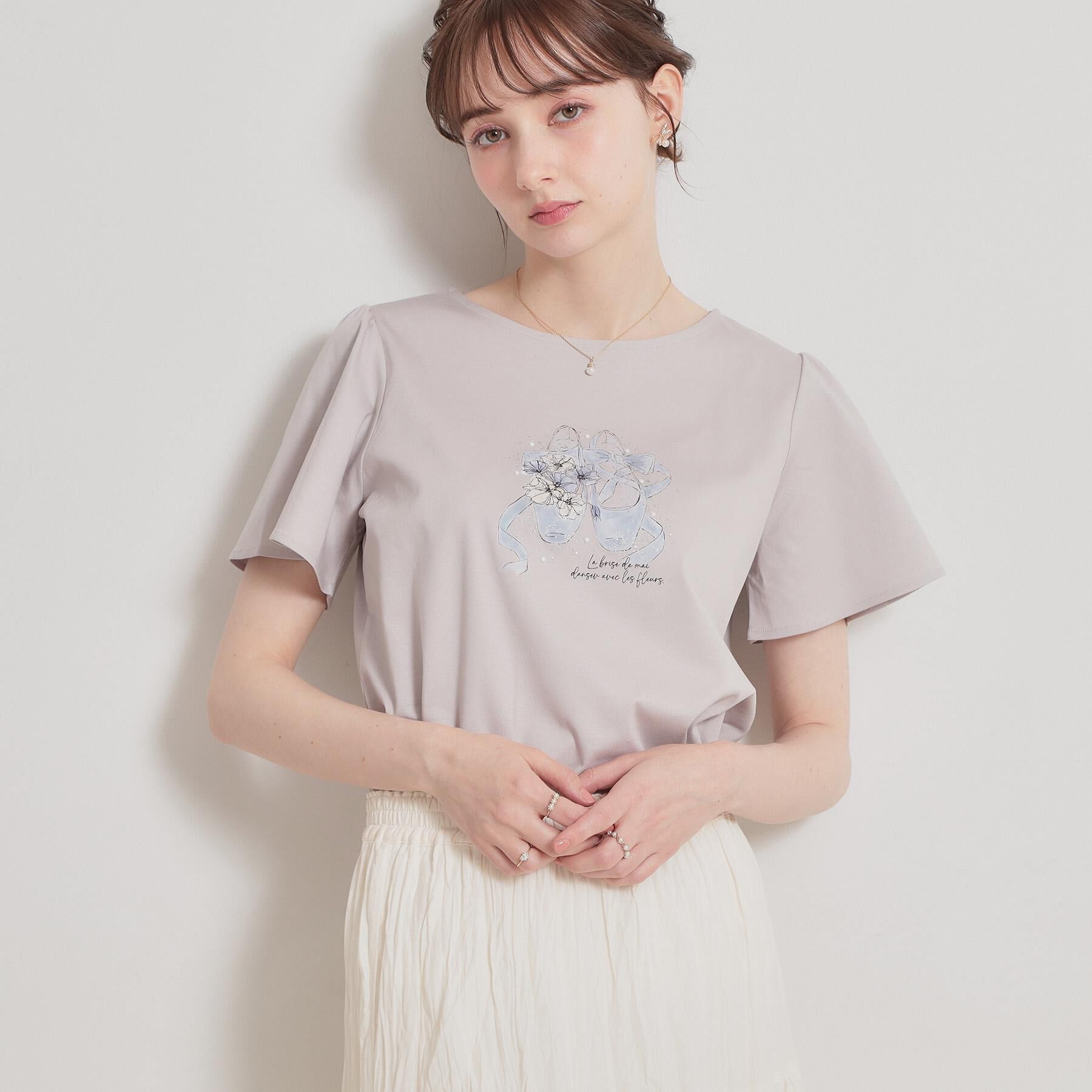 Couture broach「【接触冷感・UVカット・洗える】トゥシューズプリントTシャツ」|Tシャツ・カットソー|