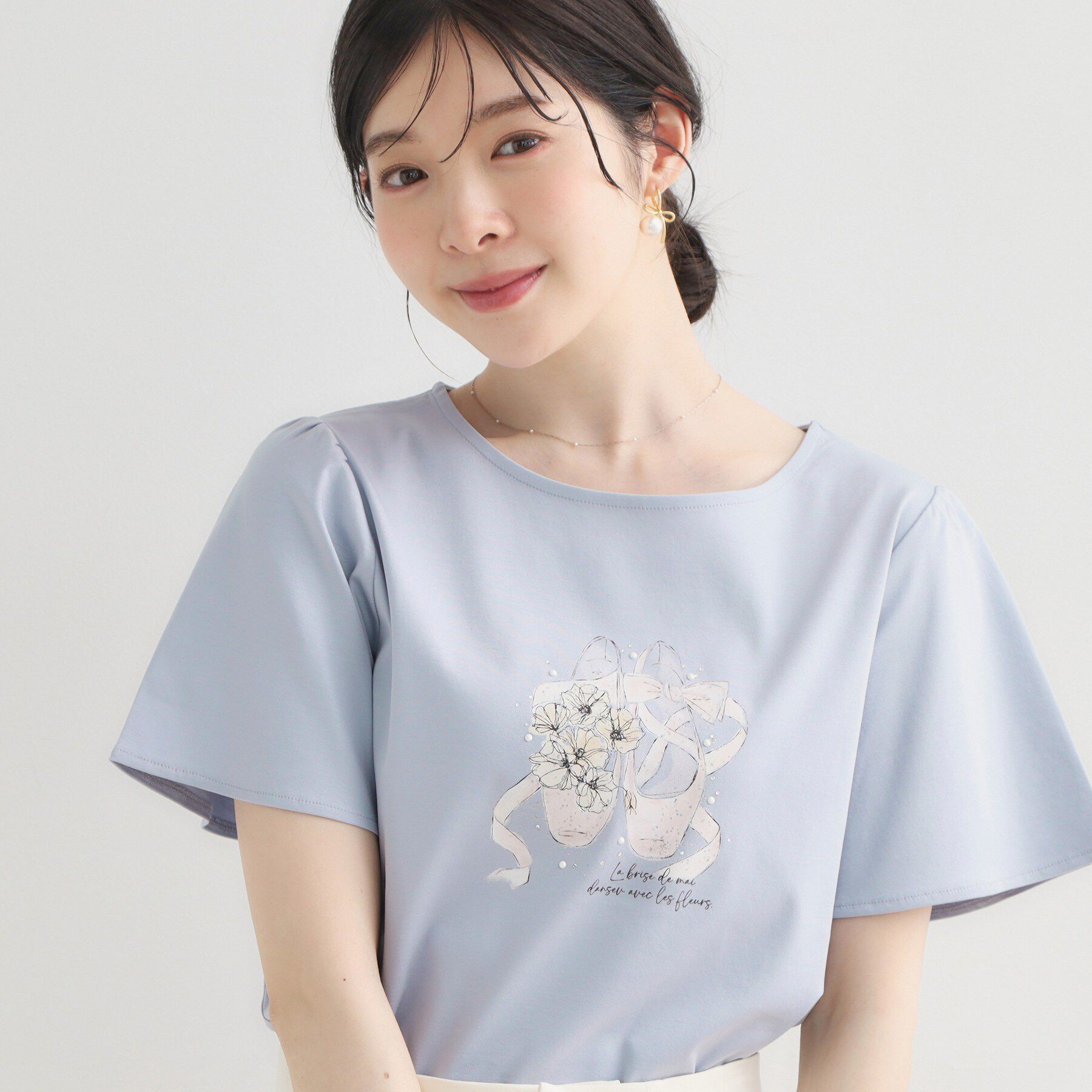 Couture broach「【接触冷感・UVカット・洗える】トゥシューズプリントTシャツ」|Tシャツ・カットソー|