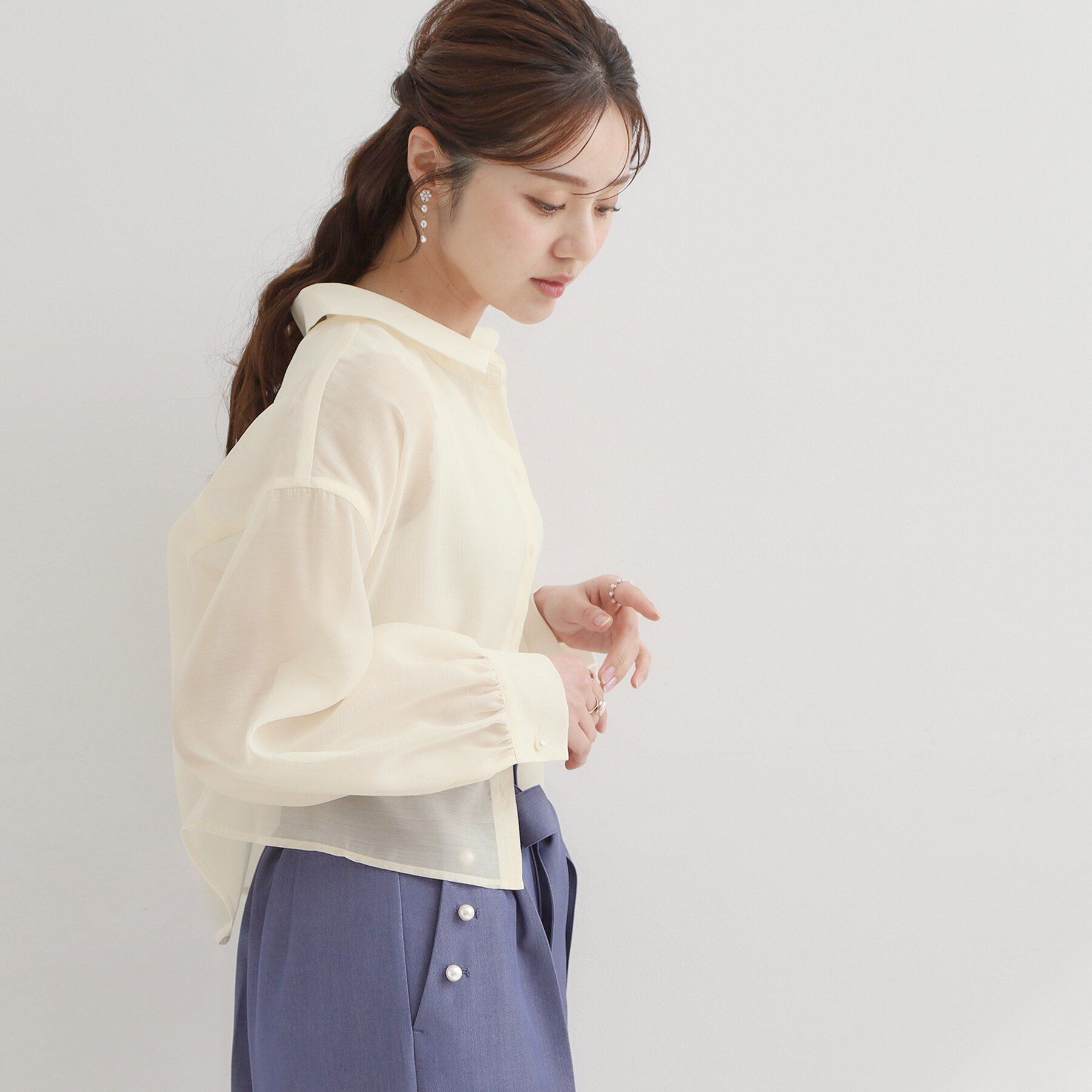 Couture broach「【洗える】ショート丈 シアーシャツ」|シャツ・ブラウス|