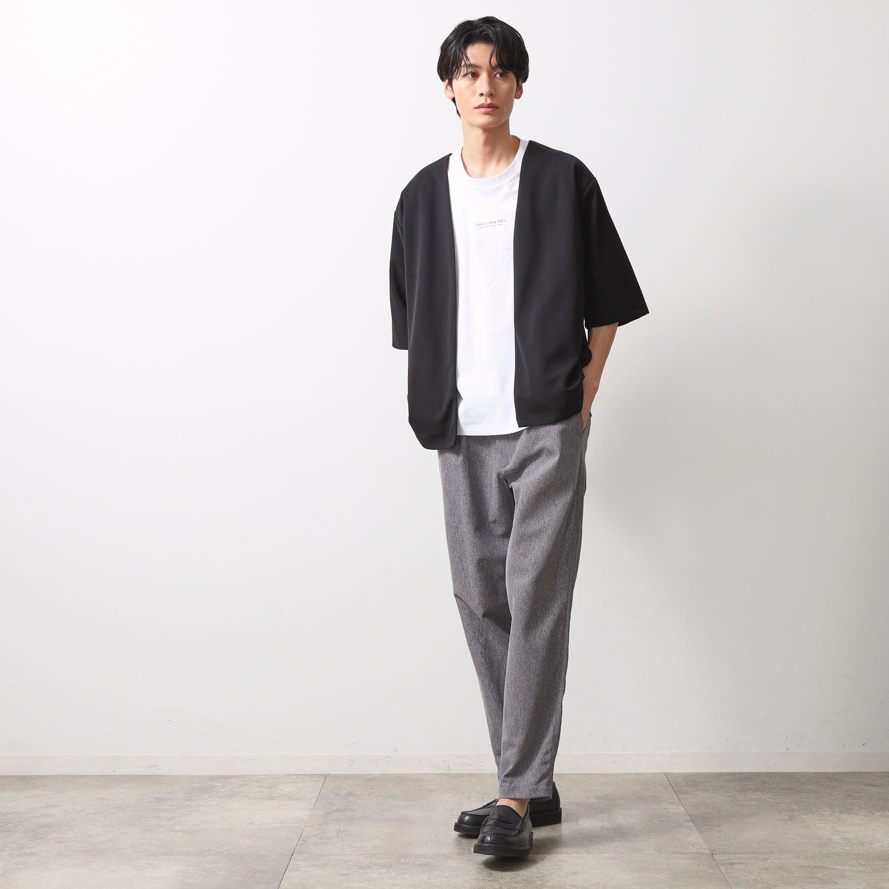 THE SHOP TK「五分袖カーディガン+半袖Tシャツセットアイテム 洗濯機OK」|カーディガン|