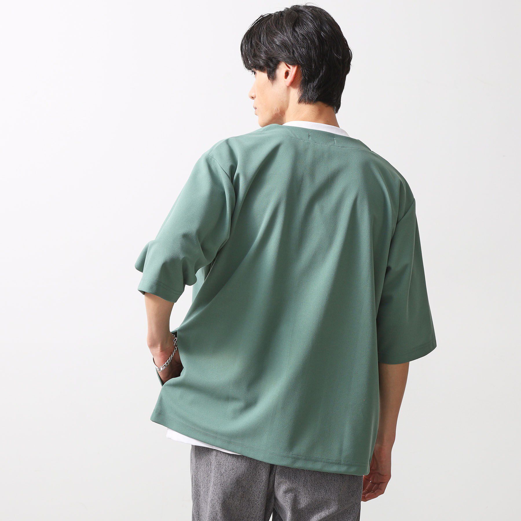 THE SHOP TK「五分袖カーディガン+半袖Tシャツセットアイテム 洗濯機OK」|カーディガン|