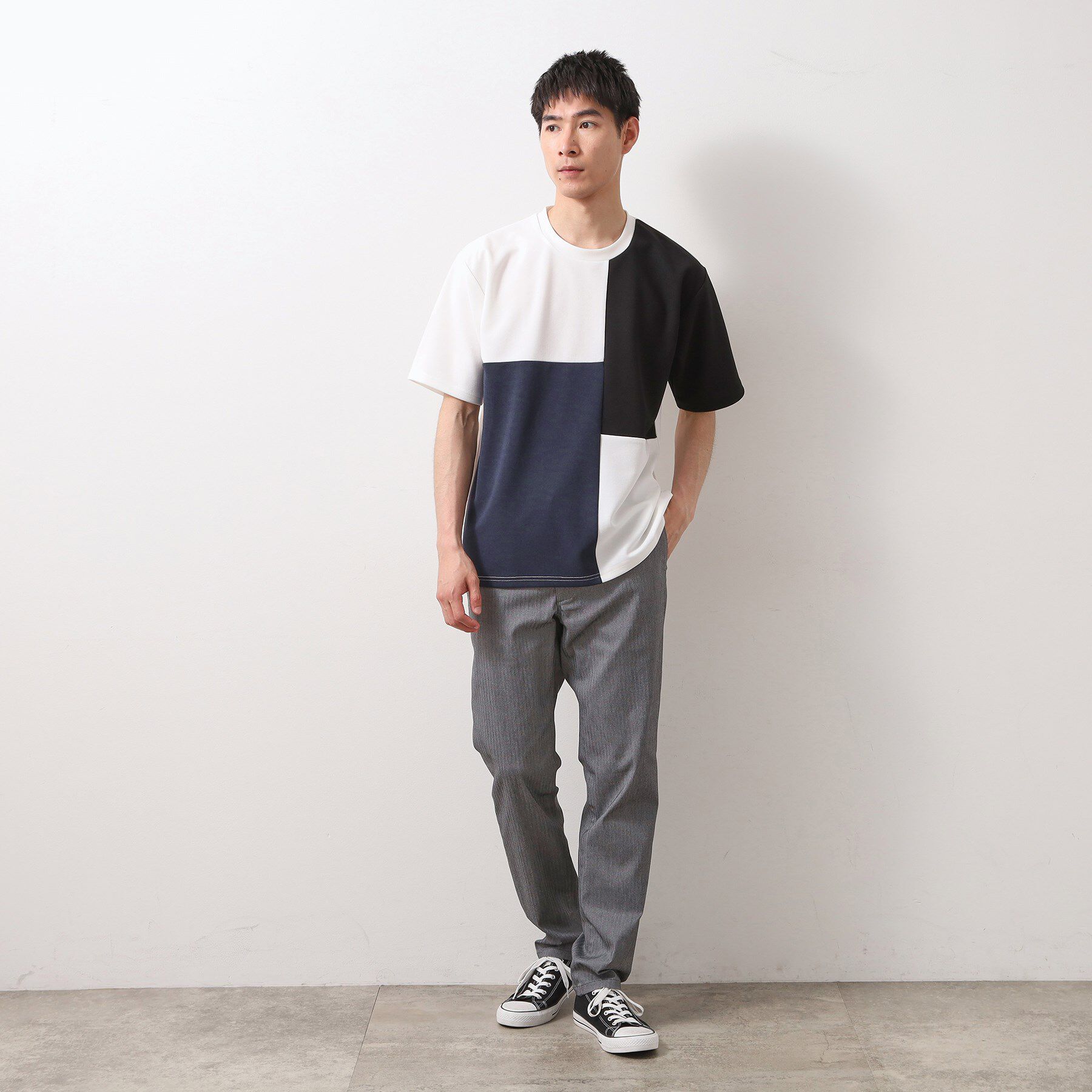 THE SHOP TK「ツイルブロッキング 半袖Tシャツ 洗濯機OK」|Tシャツ・カットソー|