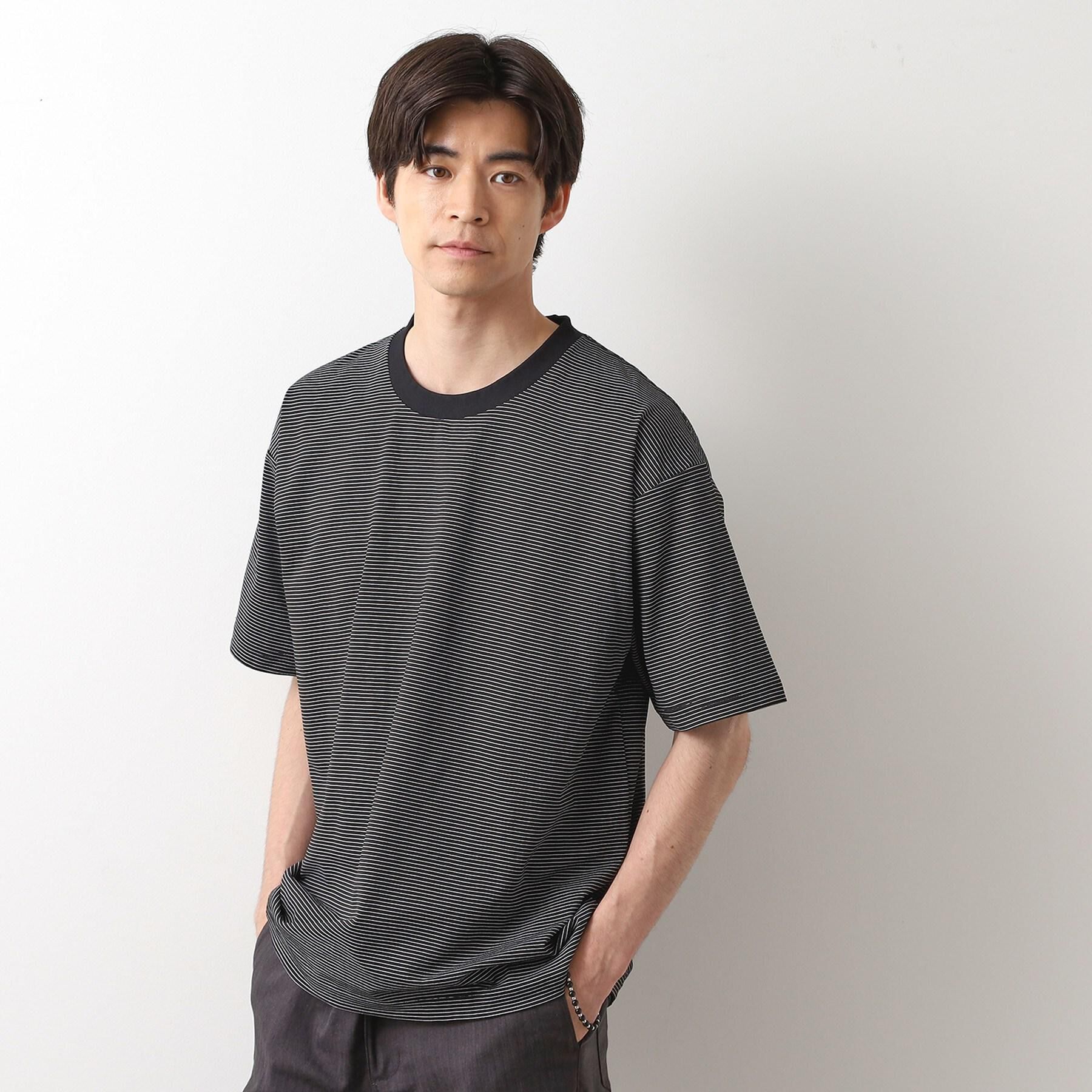 THE SHOP TK「パーフェクテックボーダー 半袖Tシャツ 吸水速乾／洗濯機OK」|Tシャツ・カットソー|