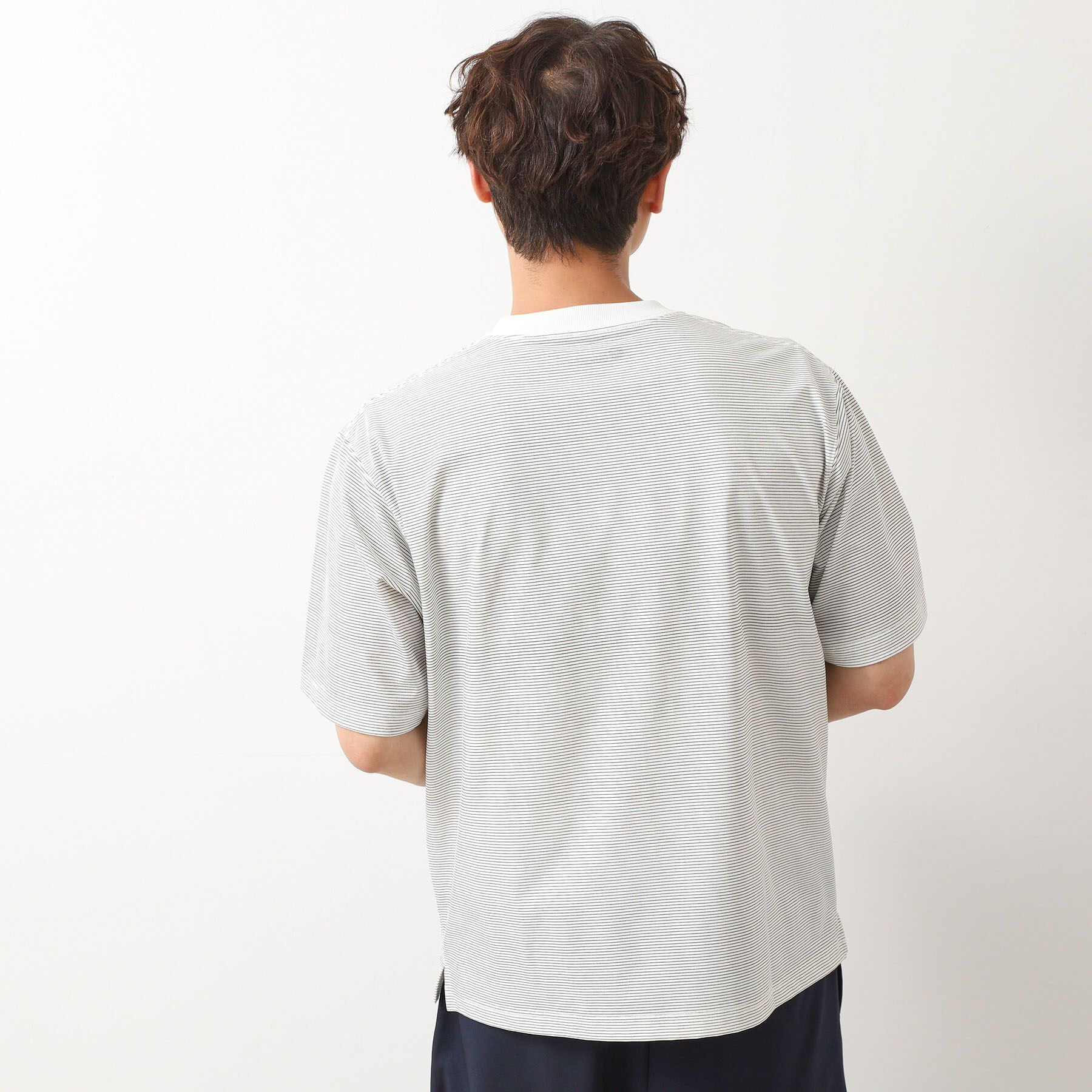 THE SHOP TK「パーフェクテックボーダー 半袖Tシャツ 吸水速乾／洗濯機OK」|Tシャツ・カットソー|