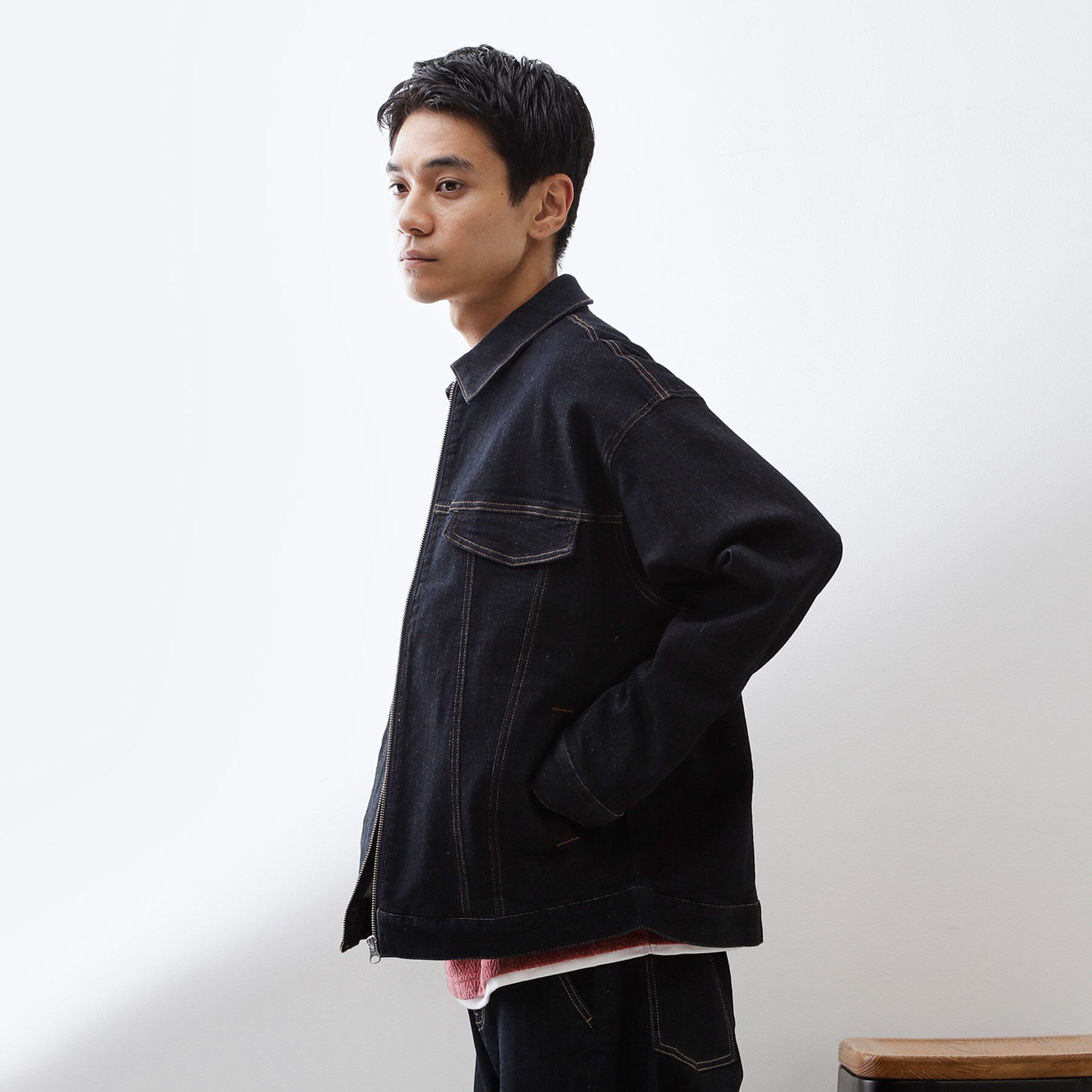 THE SHOP TK「コットンデニムブルゾン 【セットアップ可】」|デニムジャケット|