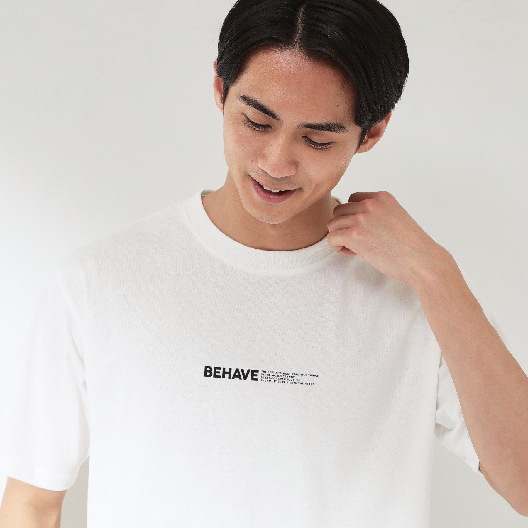 THE SHOP TK「【なめらかでソフトな肌触り】ロゴ コットン半袖Tシャツ 洗濯機OK」|Tシャツ・カットソー|オフホワイト(003
