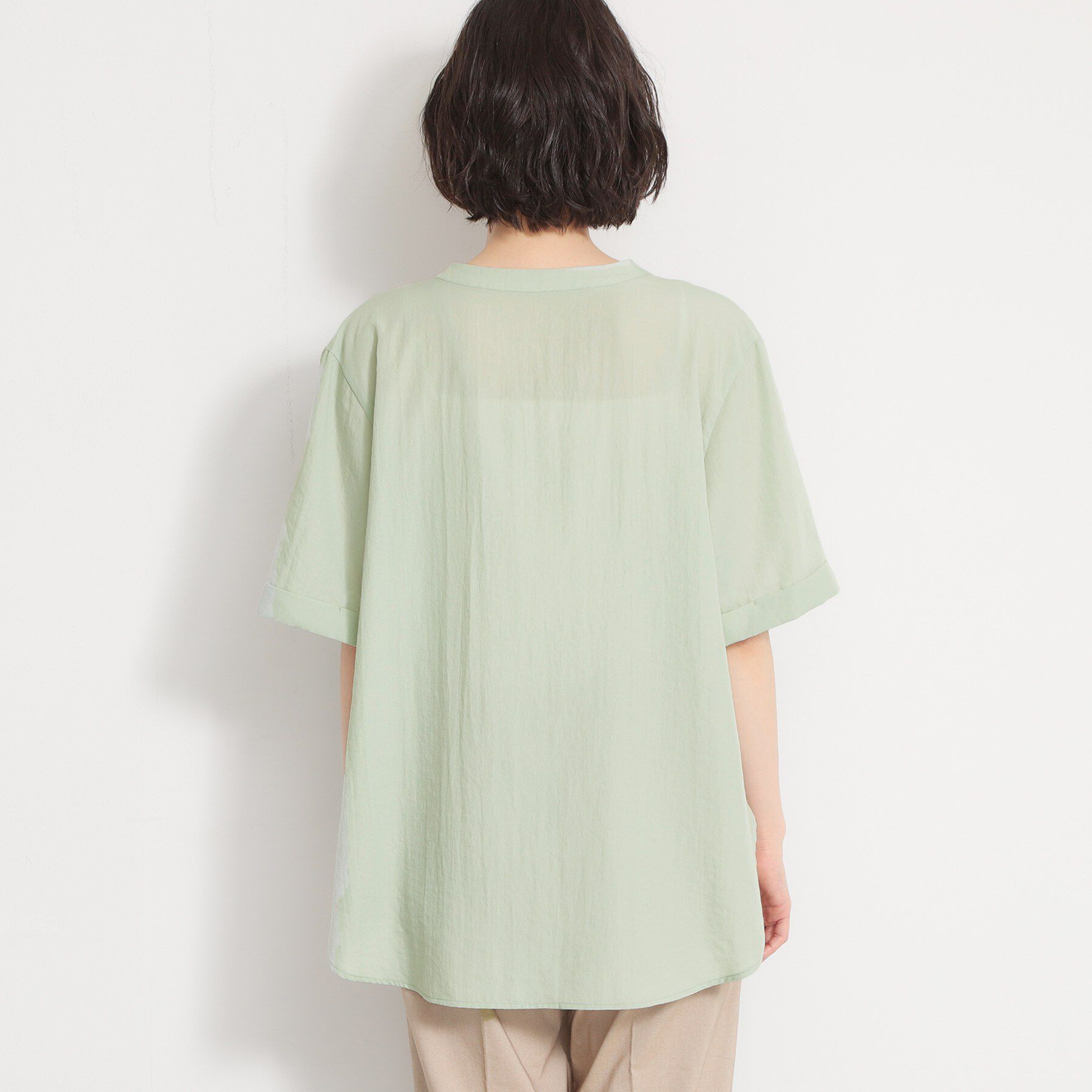 THE SHOP TK「【M-XL/刻みネックですっきり見え】Wポケット金ボタン 5分袖シャツ」|シャツ・ブラウス|