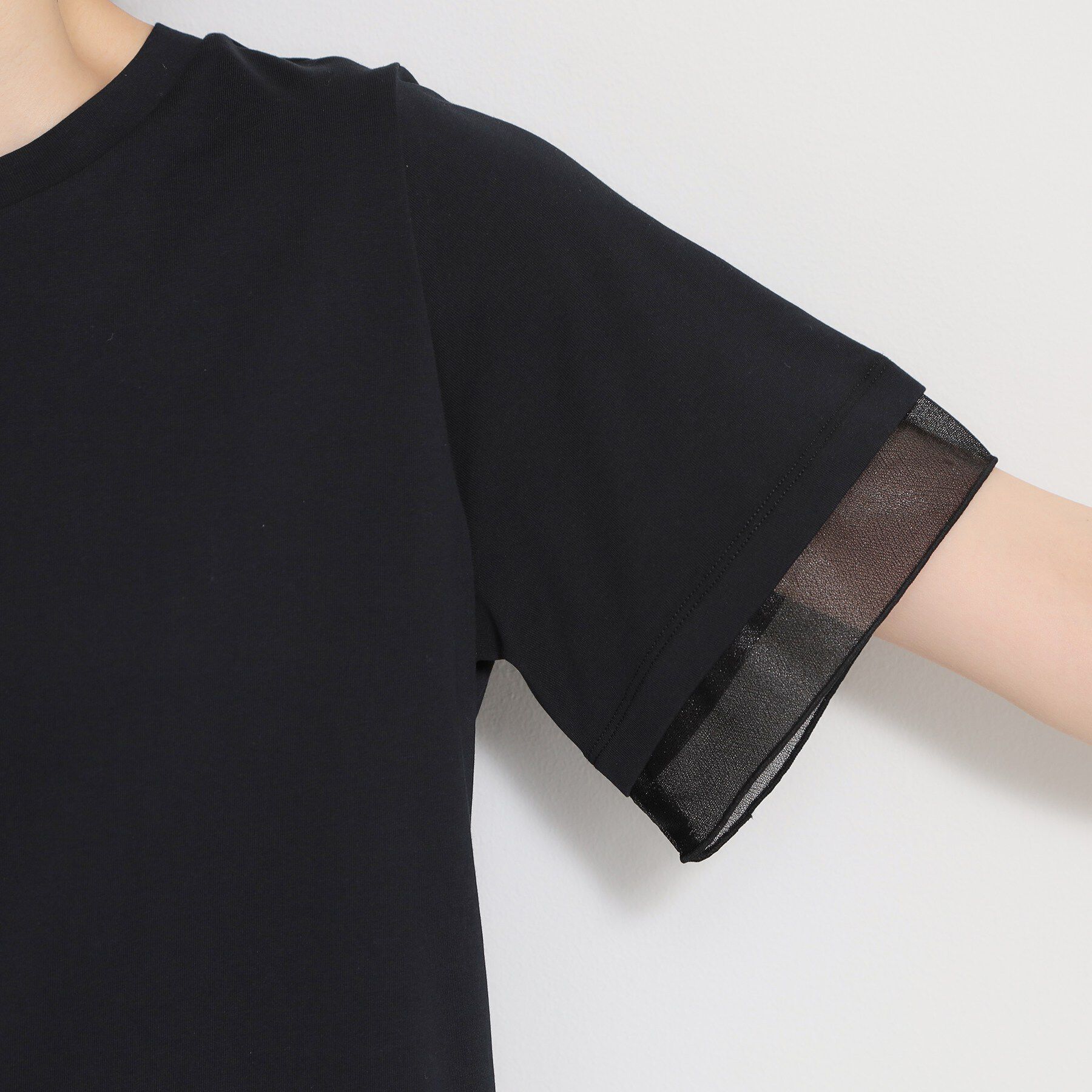 THE SHOP TK「【M-XL/ひんやり】上品な透け感 袖口シアーTシャツ」|Tシャツ・カットソー|