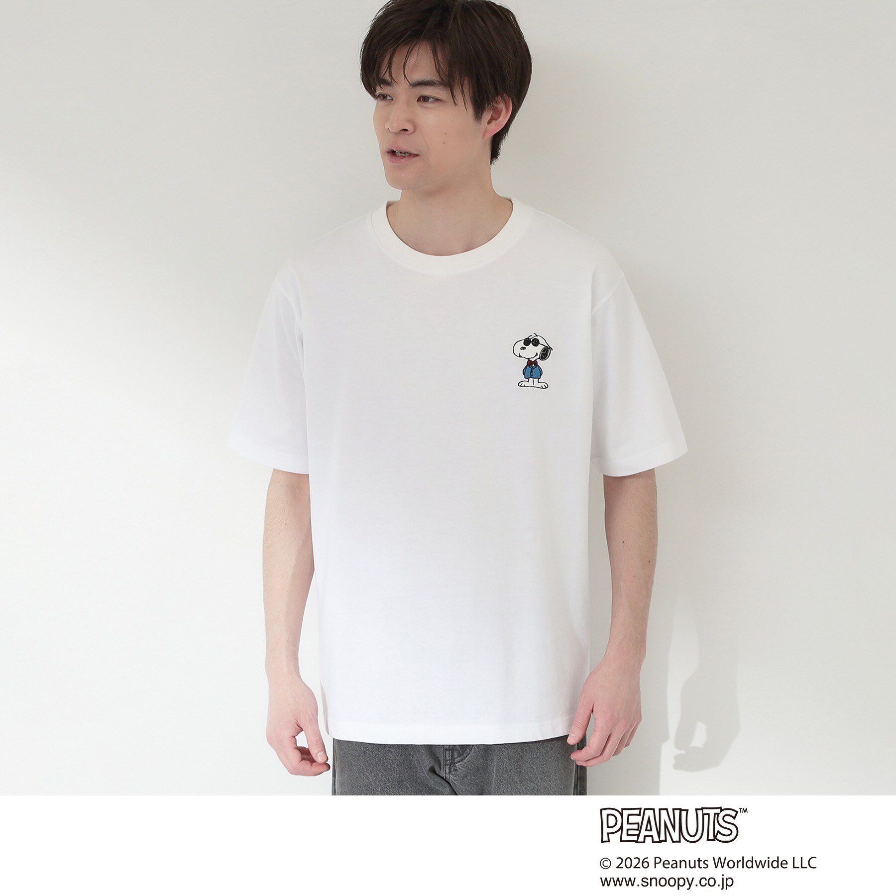 THE SHOP TK「PEANUTS ／ ピーナッツ スヌーピー ワンポイント刺繍 半袖Tシャツ」|Tシャツ・カットソー|