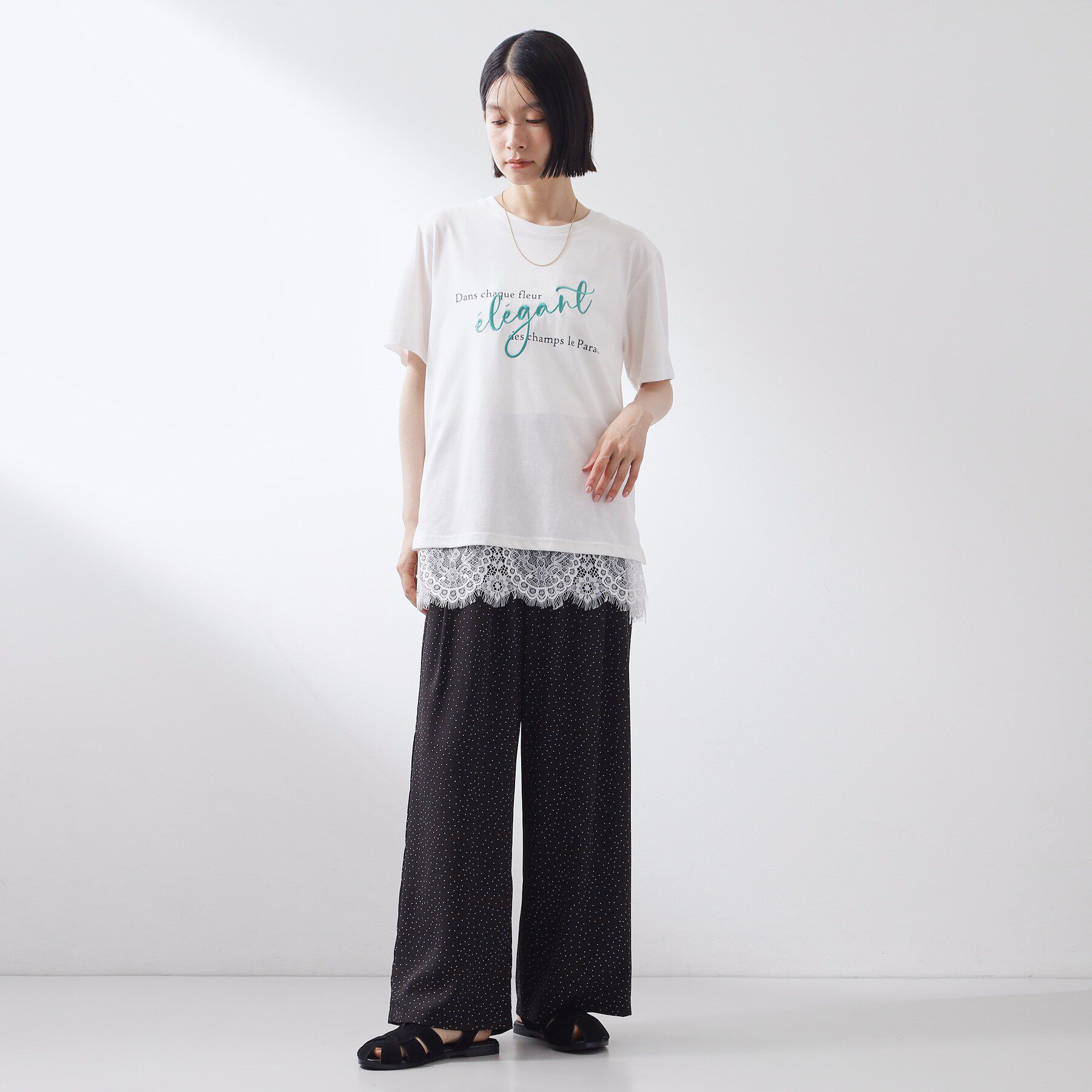 THE SHOP TK「【ひんやり/人気アイテム】レイヤードスタイルに 裾レースタンクトップ」|Tシャツ・カットソー|
