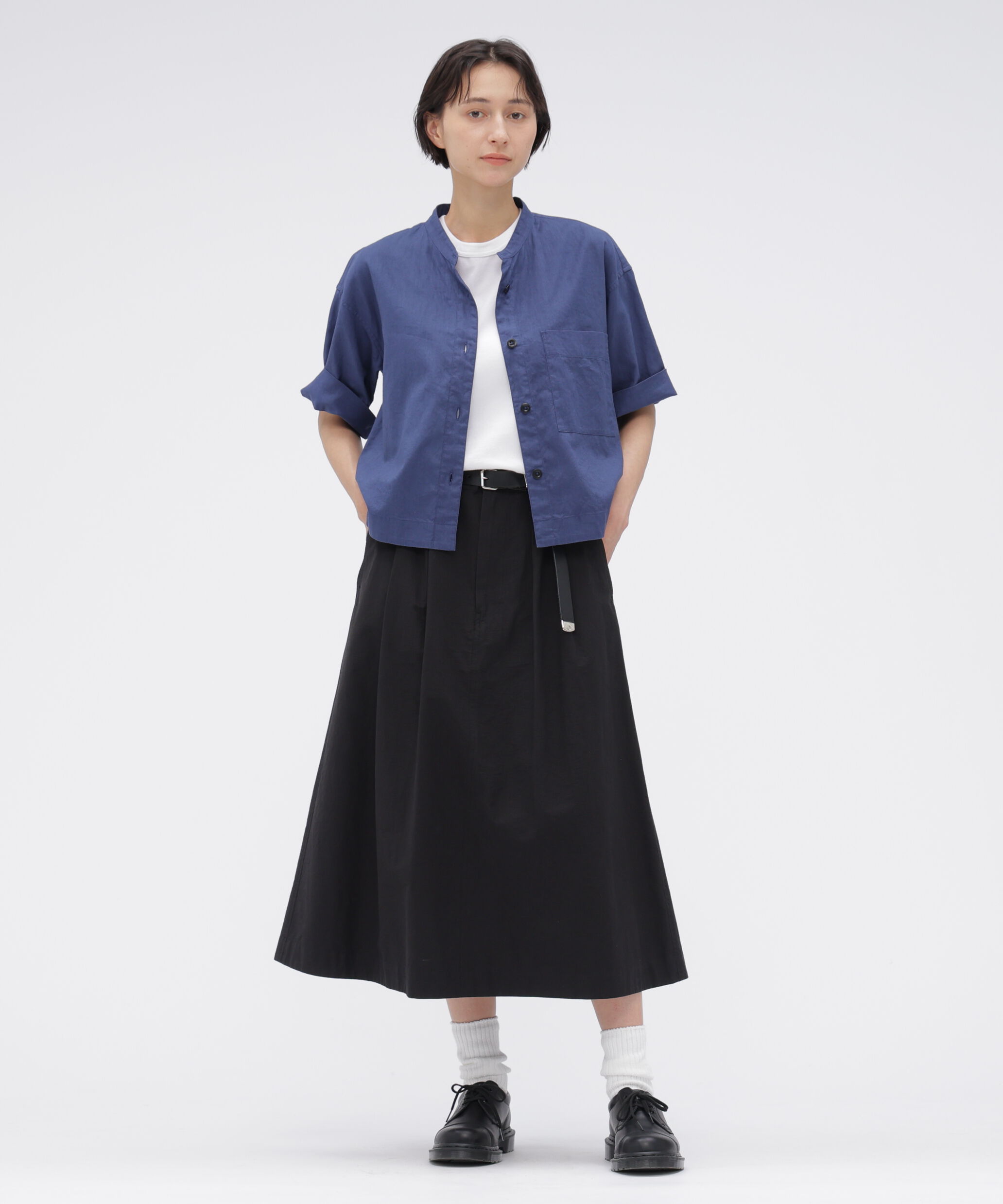 MHL.「LIGHTWEIGHT COTTON NYLON TWILL SKIRT」|スカート|BLACK