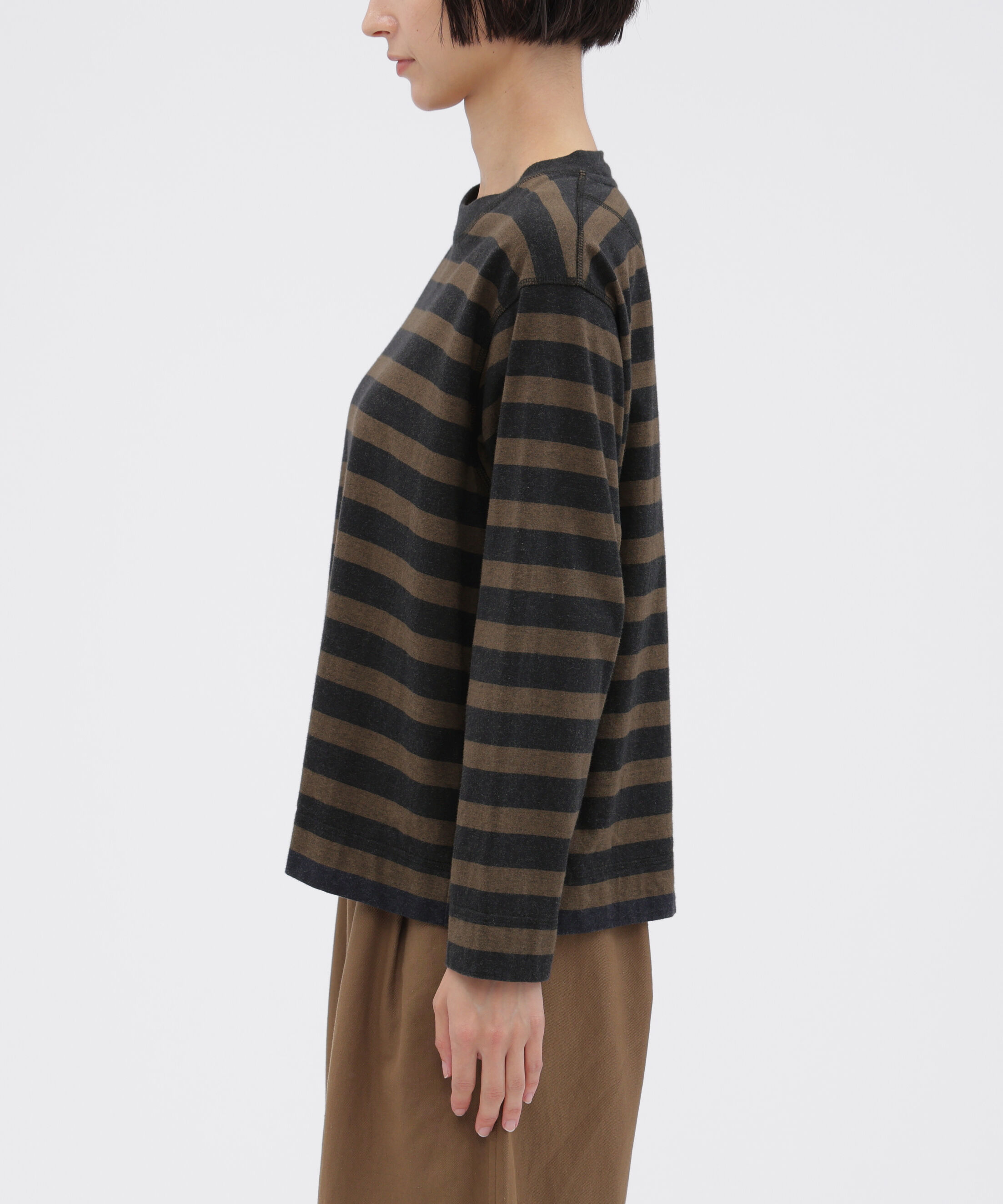 MHL.「LIGHT COTTON MELANGE STRIPE TOP」|Tシャツ・カットソー|