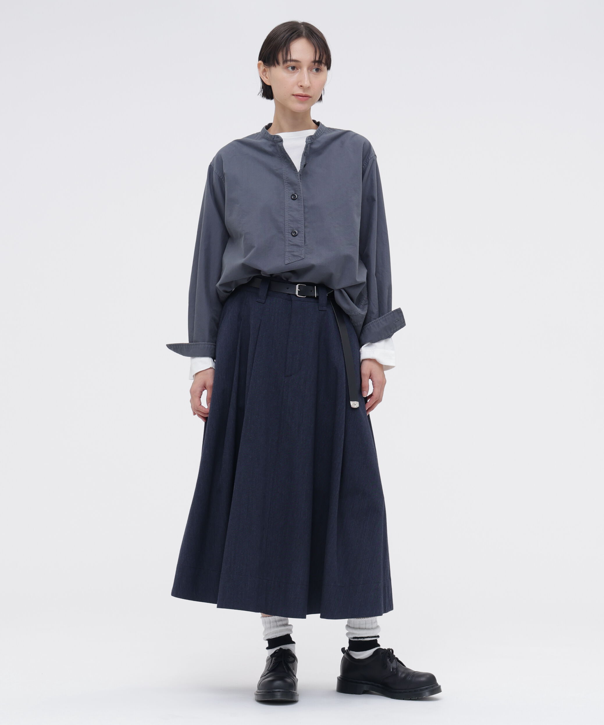 MHL.「WOOL COTTON TWILL SKIRT」|スカート|NAVY