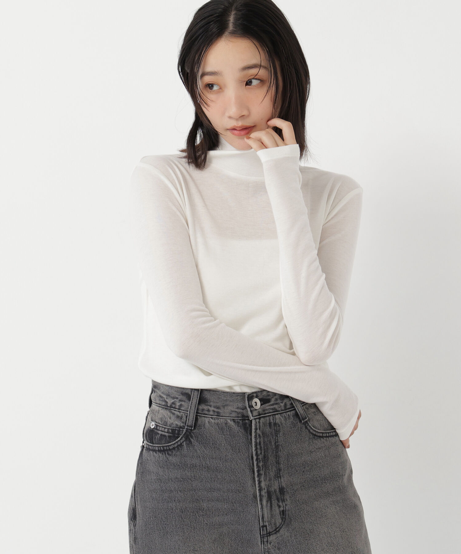  「ハイネックカットソー」|Tシャツ・カットソー|オフホワイト1