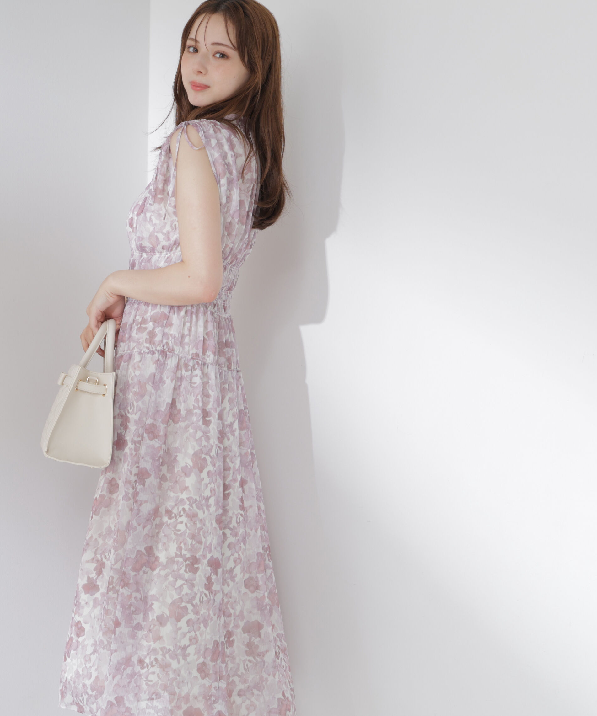 PROPORTION BODY DRESSING「2wayスリーブ花柄シャーリングワンピース 26SS」|ワンピース|
