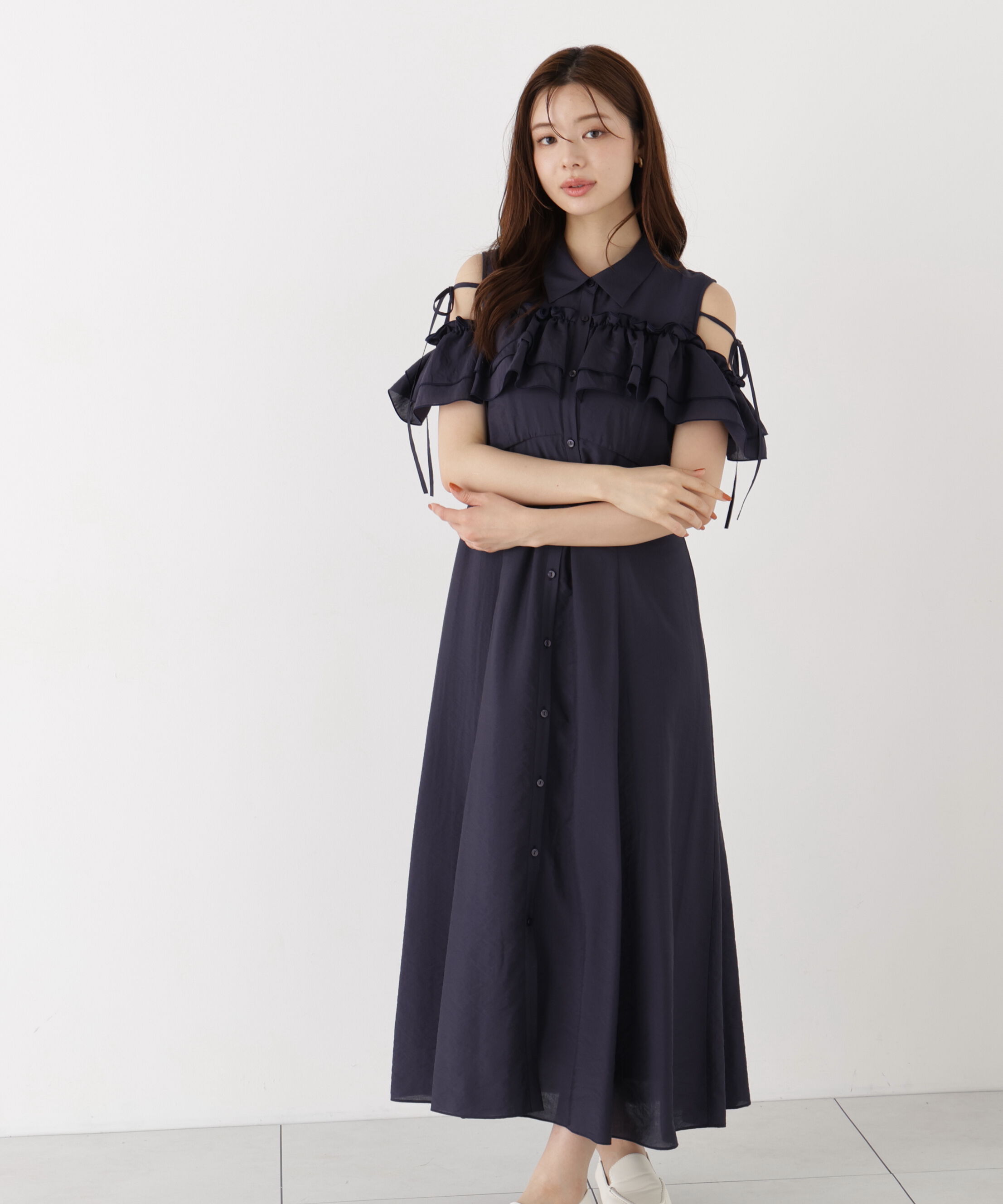 PROPORTION BODY DRESSING「＜EDIT COLOGNE＞フリルシャツワンピース」|ワンピース|