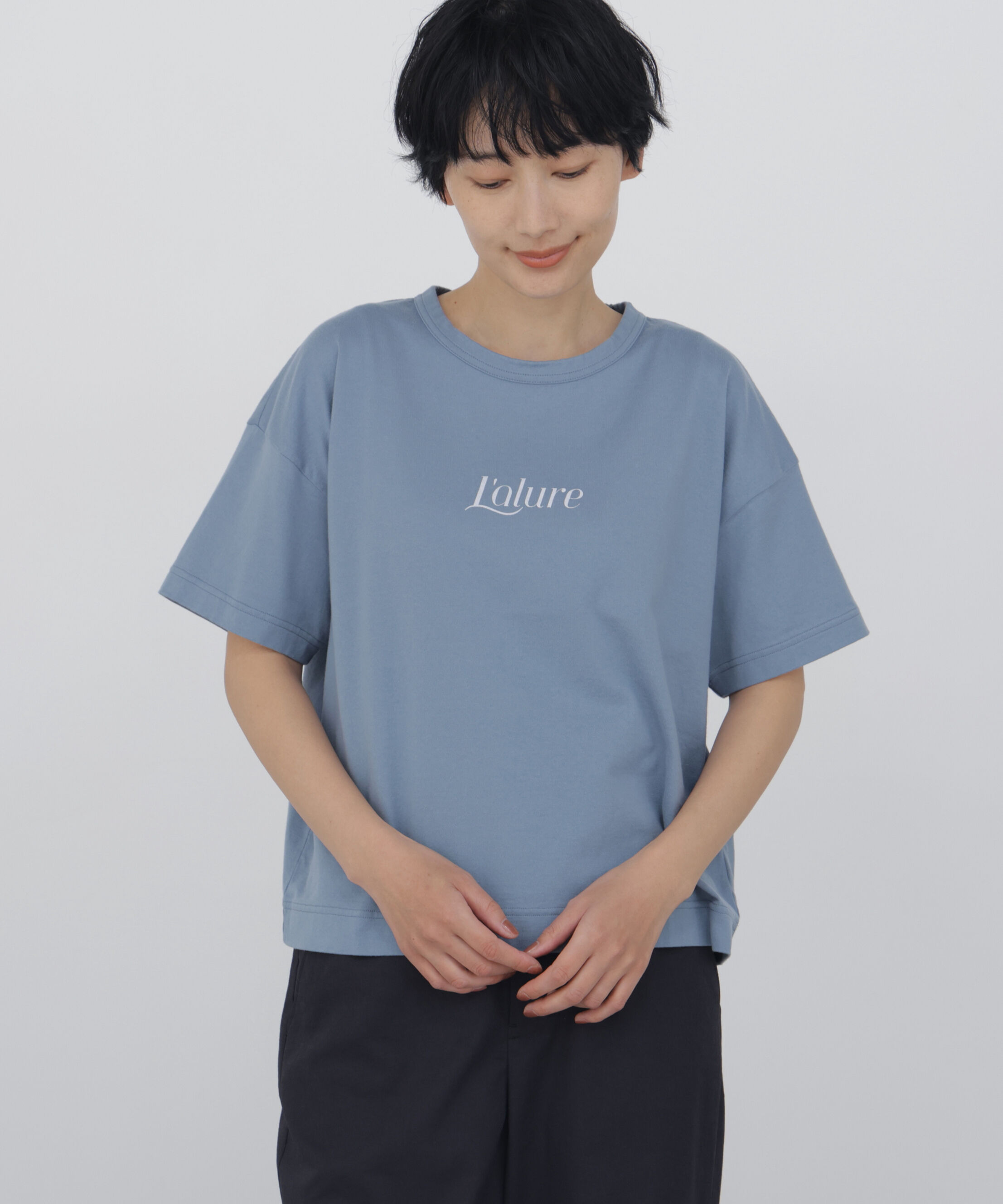  「◆プリントロゴＴシャツ」|Tシャツ・カットソー|ブルー