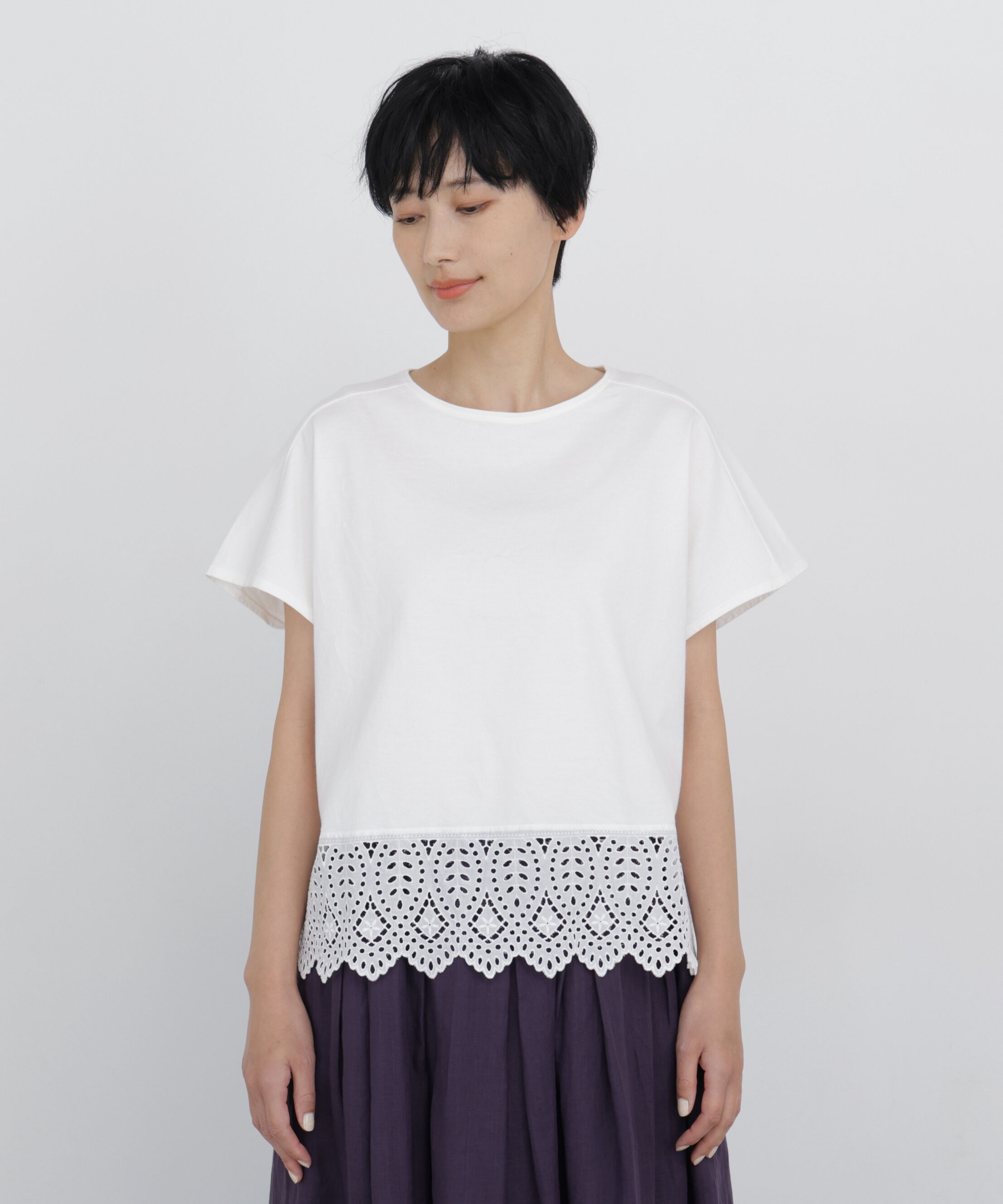  「◆《洗える》 レースカットソー」|Tシャツ・カットソー|
