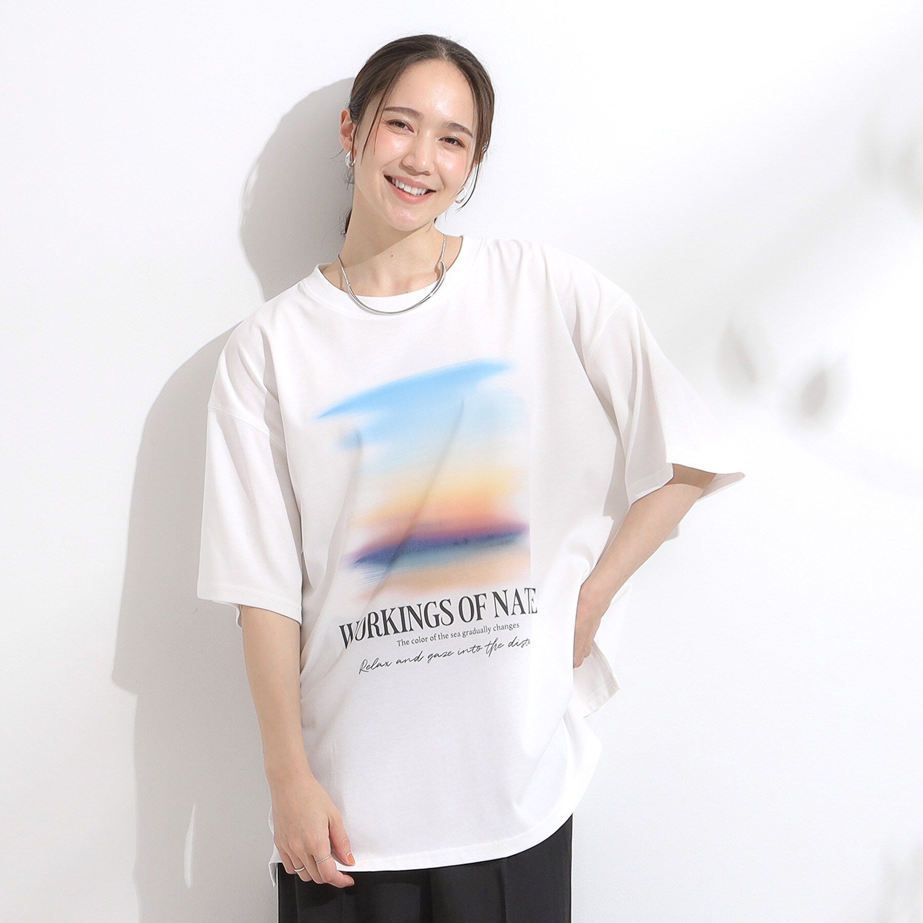 SHOO･LA･RUE「【ひんやり/汗ジミ軽減/UVカット】プリントアソート BIG Tシャツ」|Tシャツ・カットソー|