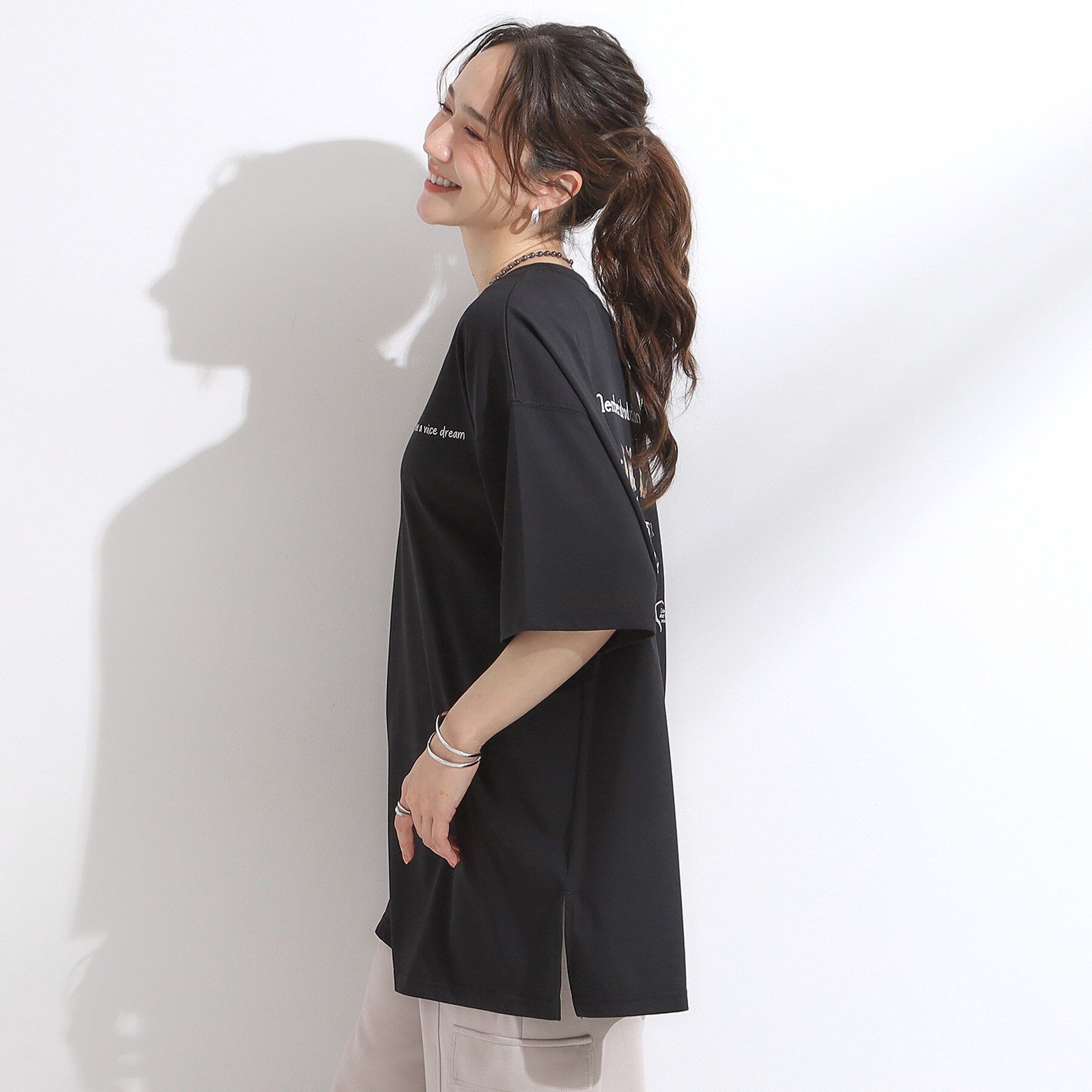 SHOO･LA･RUE「【ひんやり/汗ジミ軽減/UVカット】プリントアソート BIG Tシャツ」|Tシャツ・カットソー|