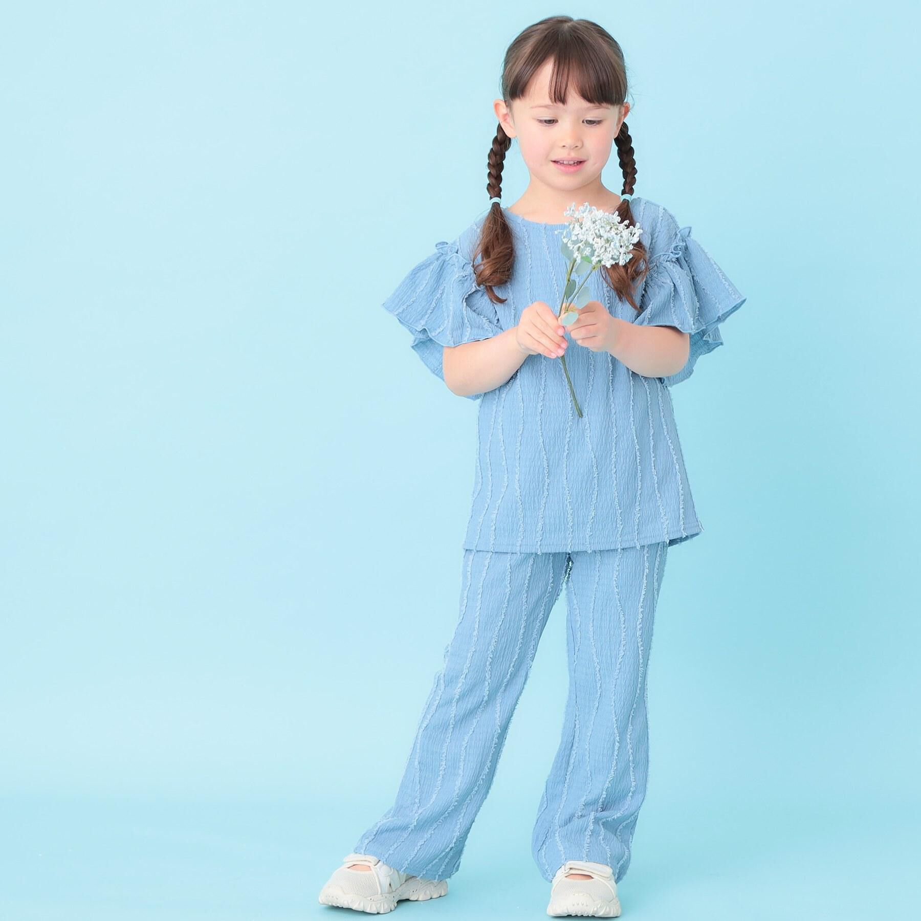 SHOO･LA･RUE「【100-150cm】フリンジジャカードフリルカットソー」|Tシャツ・カットソー|