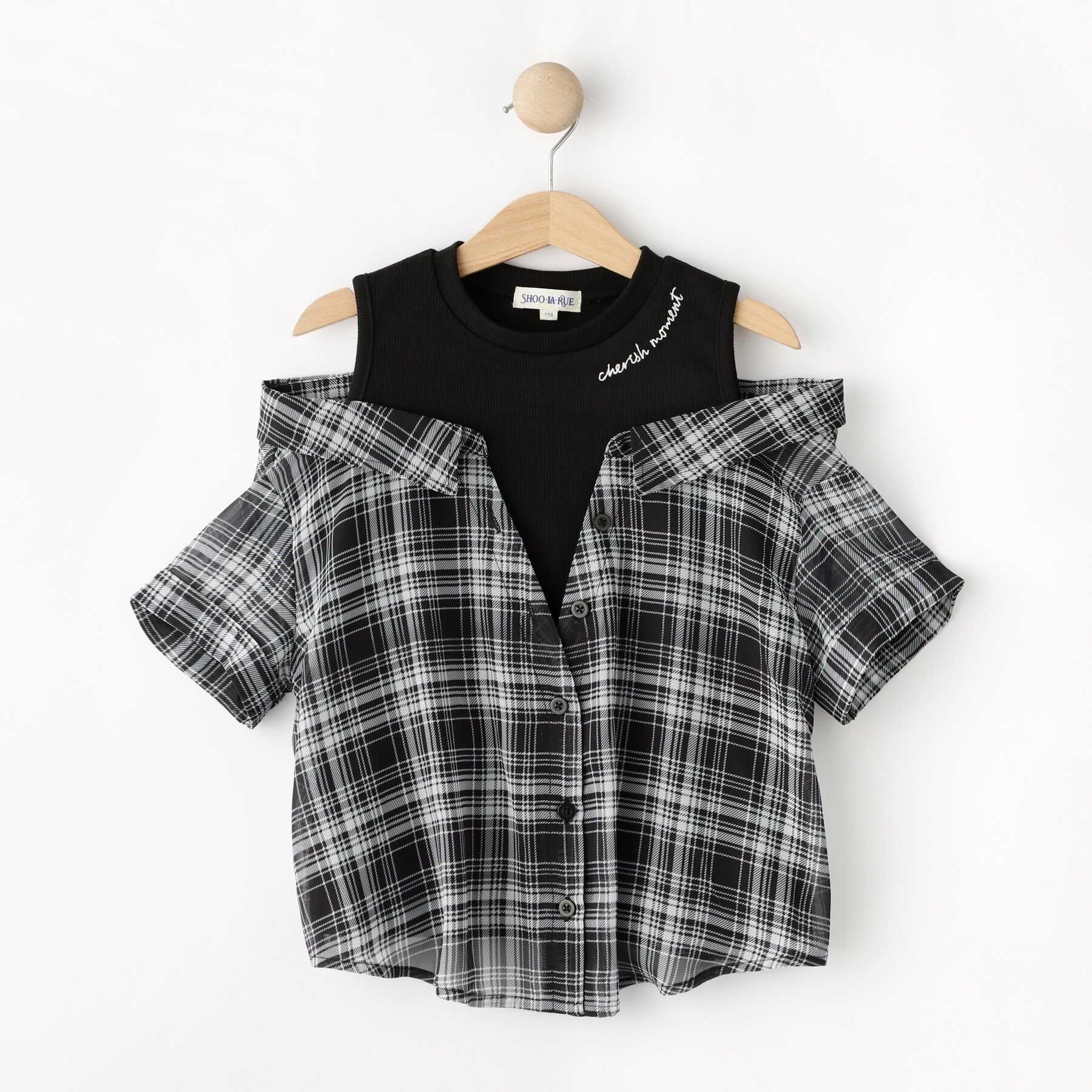 SHOO･LA･RUE「【110-140cm】チェックシャツデザイントップス」|Tシャツ・カットソー|