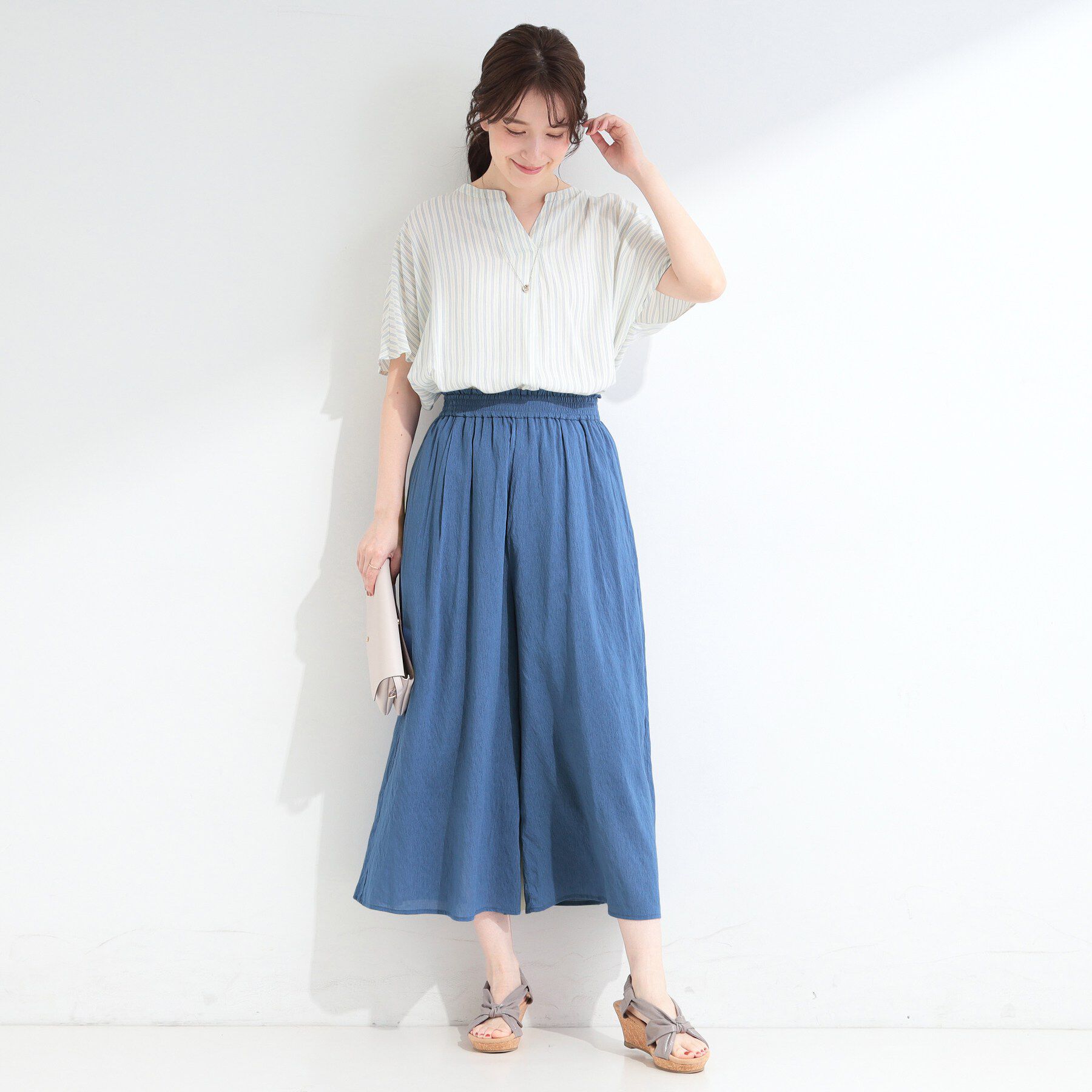 SHOO･LA･RUE「【裏地ひんやり/洗濯機可】暑い夏にガンガン穿きたい ウエスト総ゴム仕様の楽ちんガウチョパンツ」|その他|