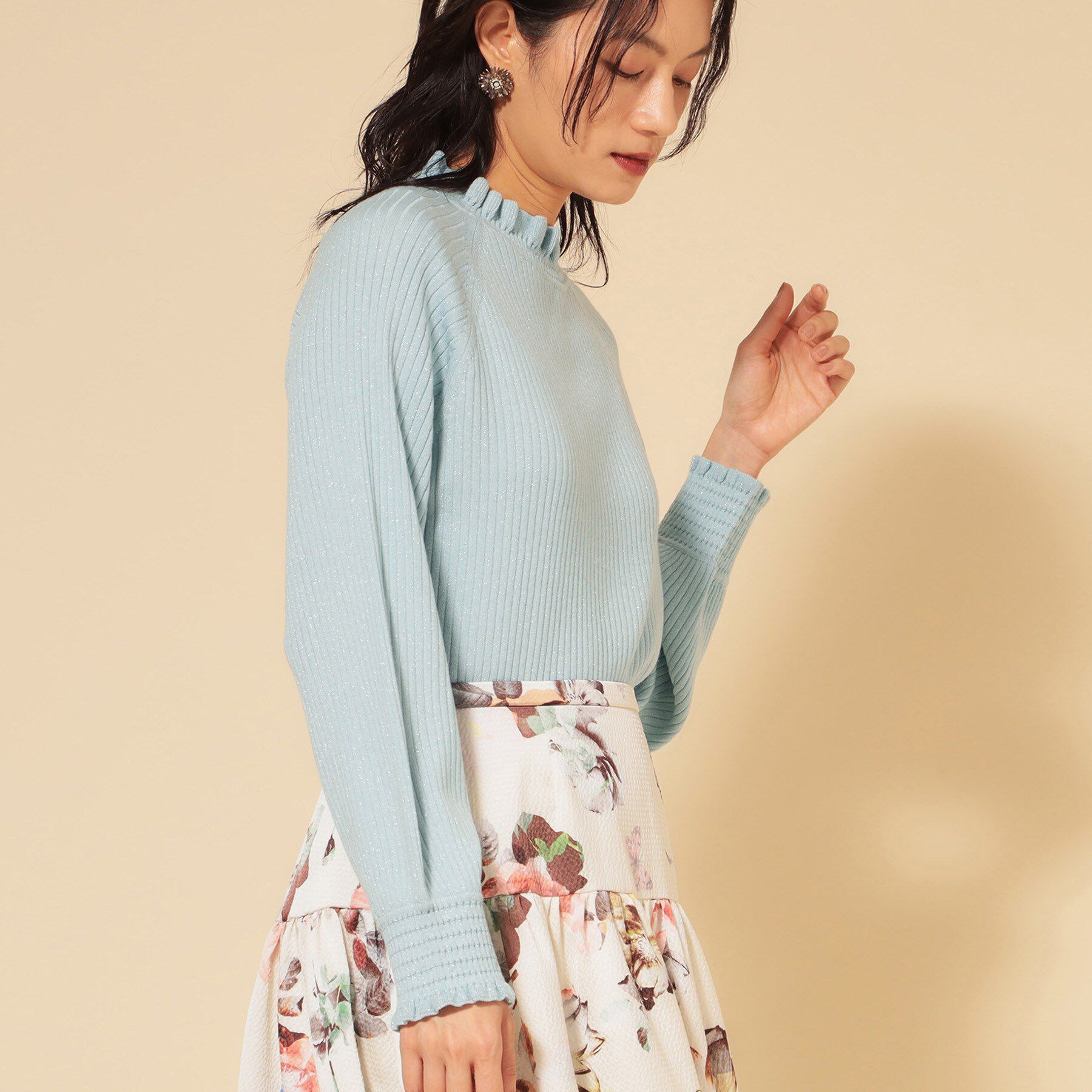 SunaUna「【COLLECTION LINE】フリルラメニット」|ニット・セーター|