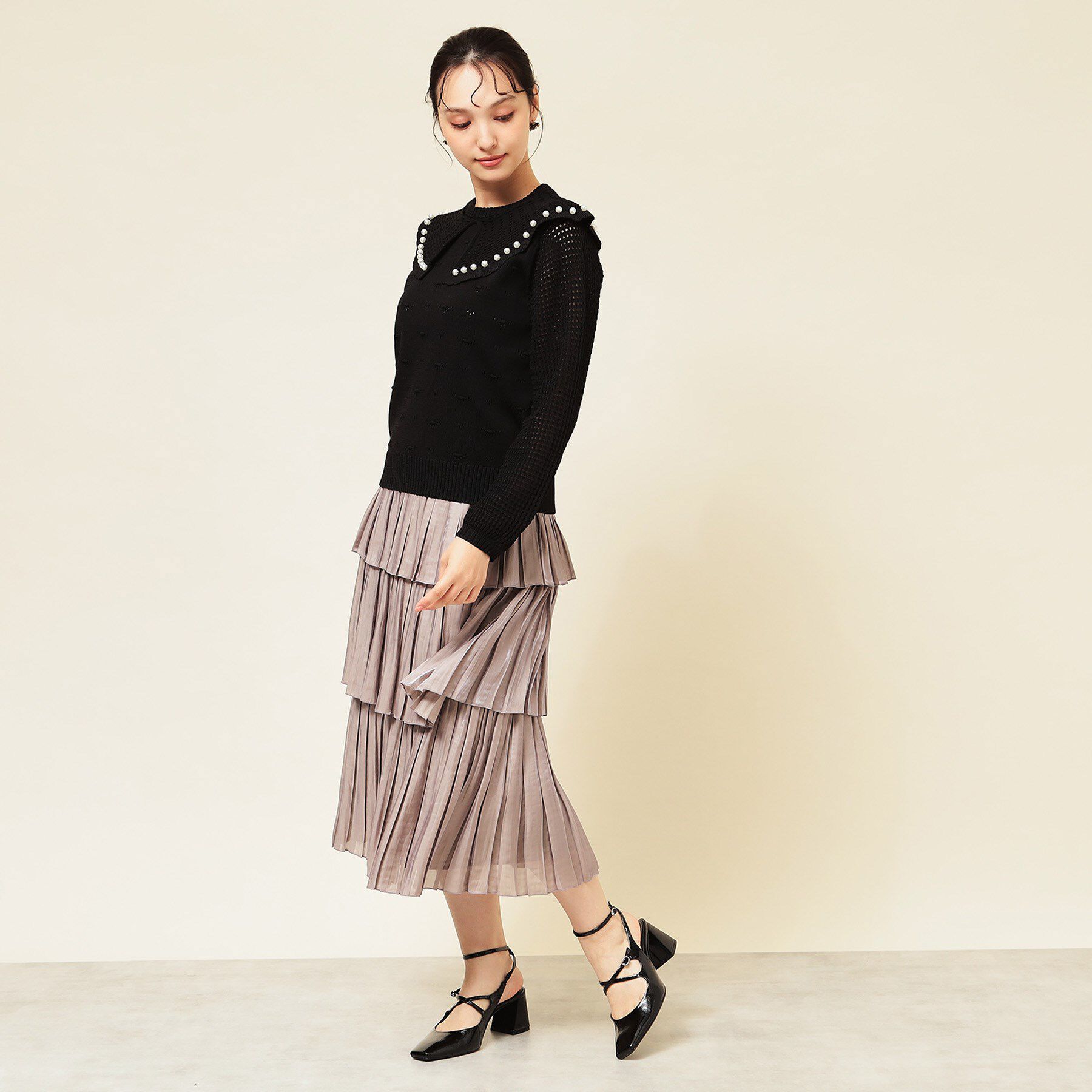 SunaUna「【COLLECTION LINE】透かしパール調ニット」|ニット・セーター|