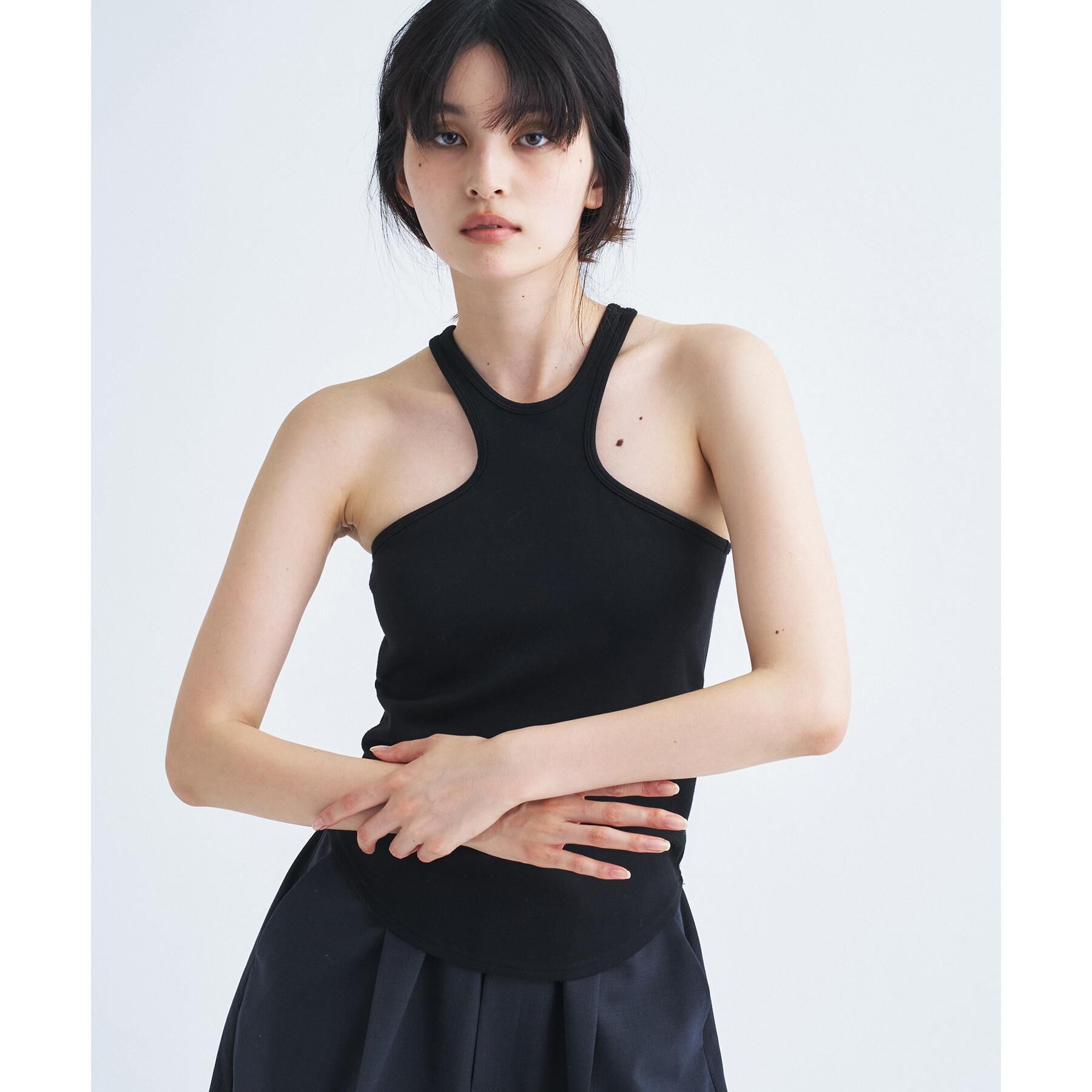 CODE A「【Re】【Cup-in】design cut tank」|キャミソール|ブラック(019)