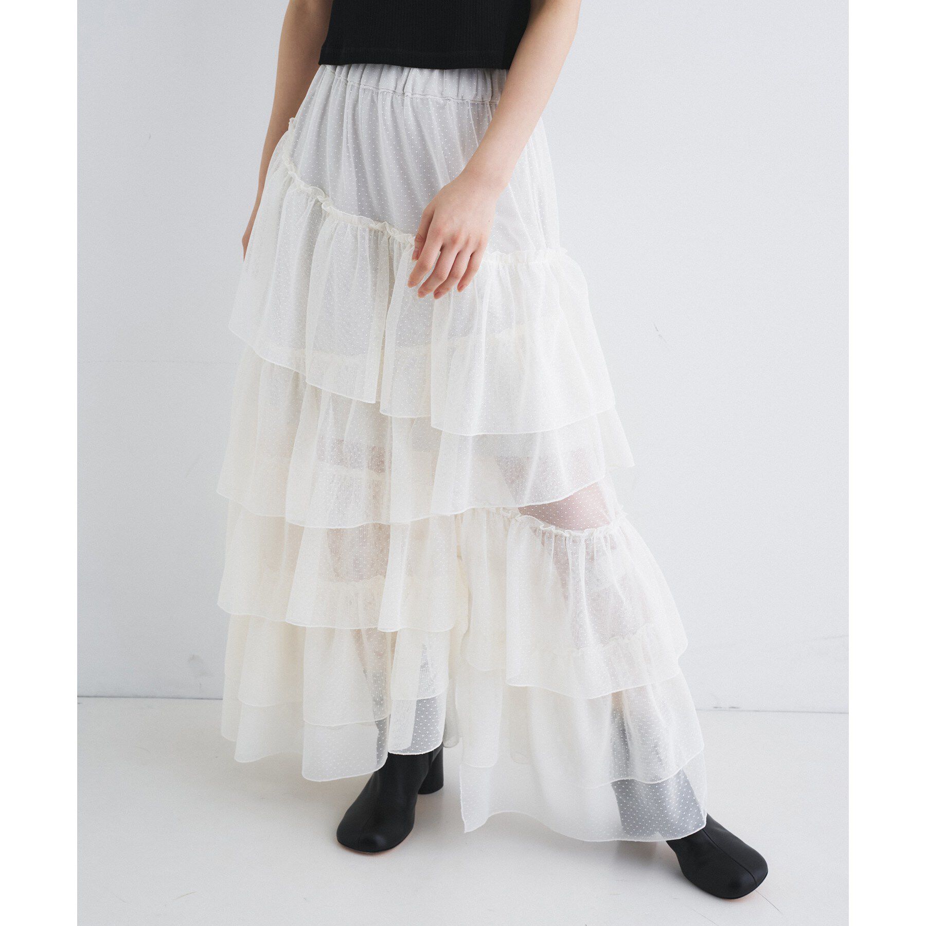 CODE A「M dramatic dot tulle skirt」|スカート|