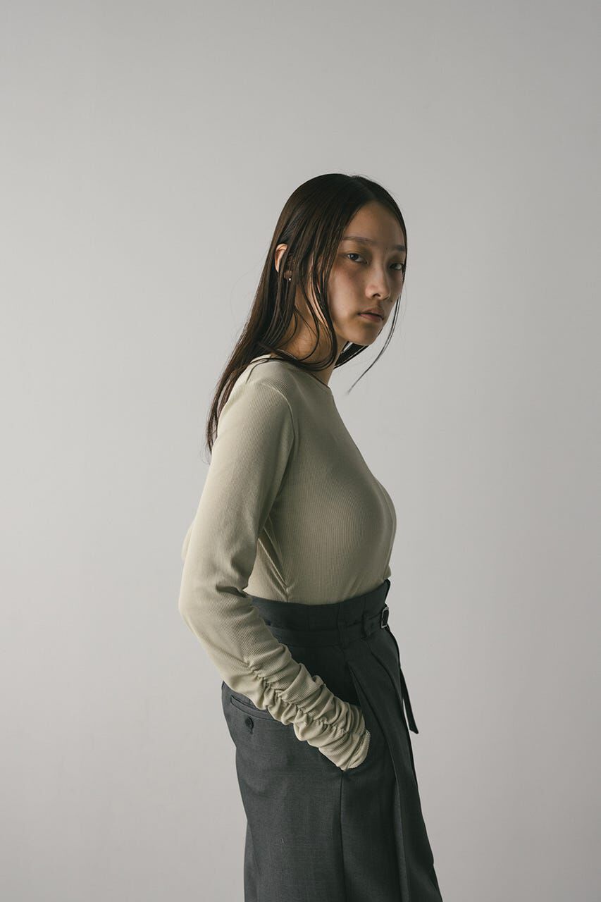 STYLEMIXER「ギャザーソフトリブカットトップ」|Tシャツ・カットソー|
