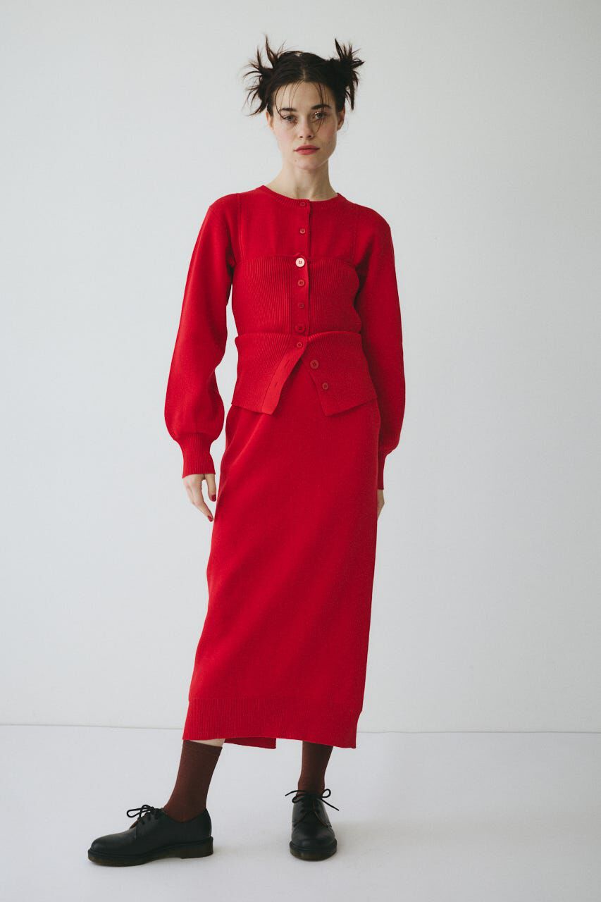 HeRIN.CYE「Layered knit dress」|ワンピース|RED
