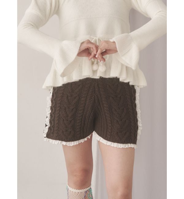 merry jenny「frill knit shortpants」|その他|ブラウン