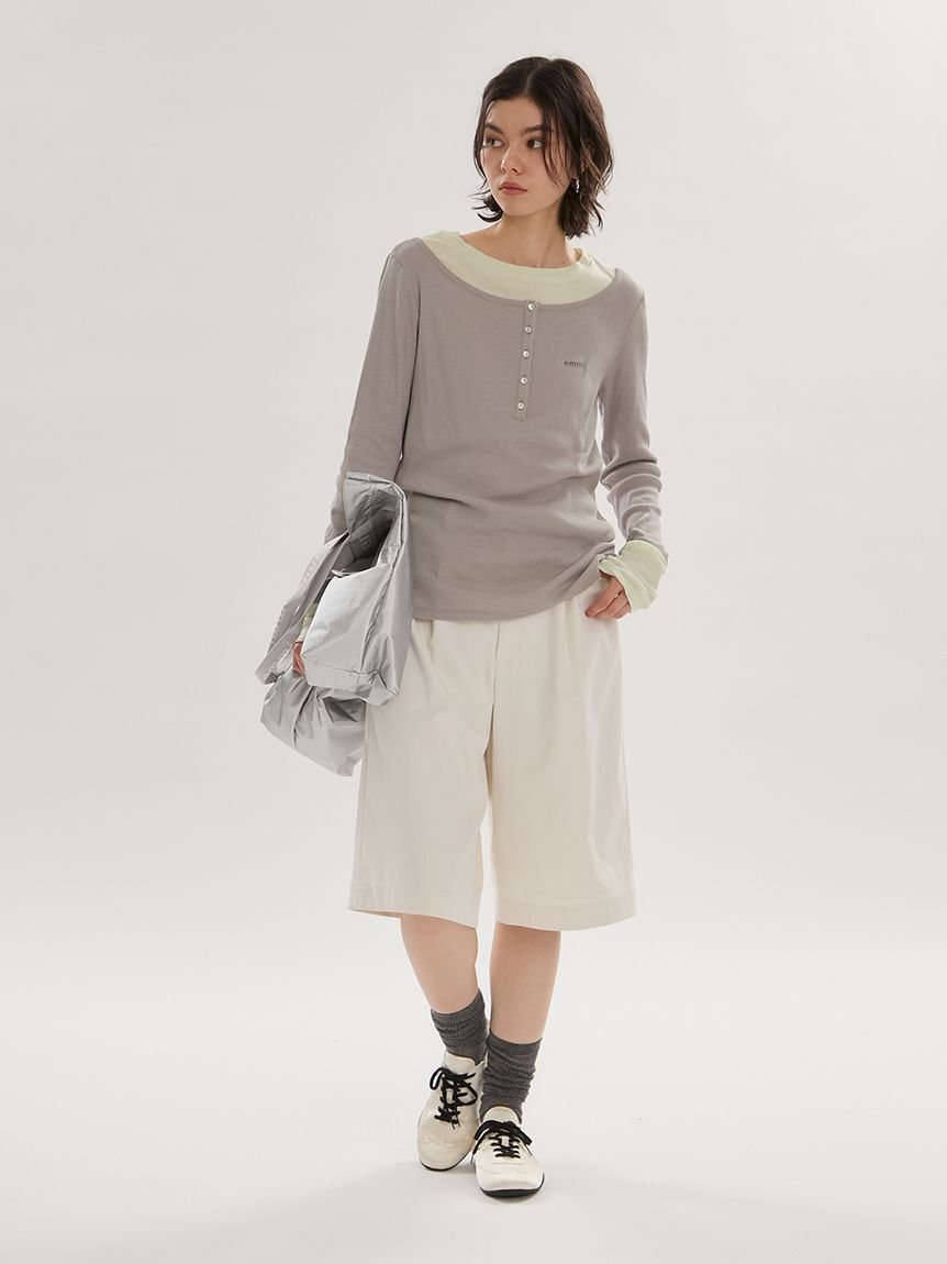 emmi atelier「【emmi&times;PlaxTM】レイヤードデザインヘンリーネックカットソー」|Tシャツ・カットソー|
