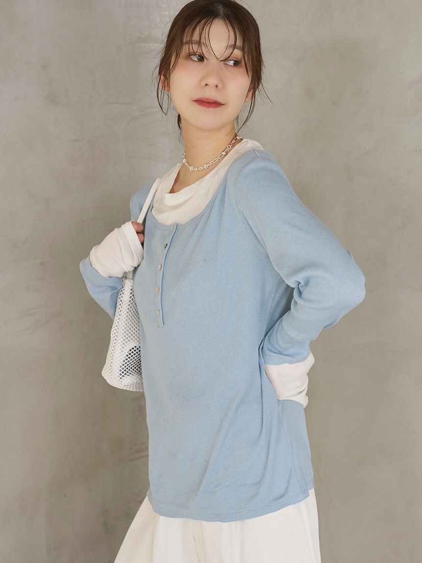 emmi atelier「【emmi&times;PlaxTM】レイヤードデザインヘンリーネックカットソー」|Tシャツ・カットソー|