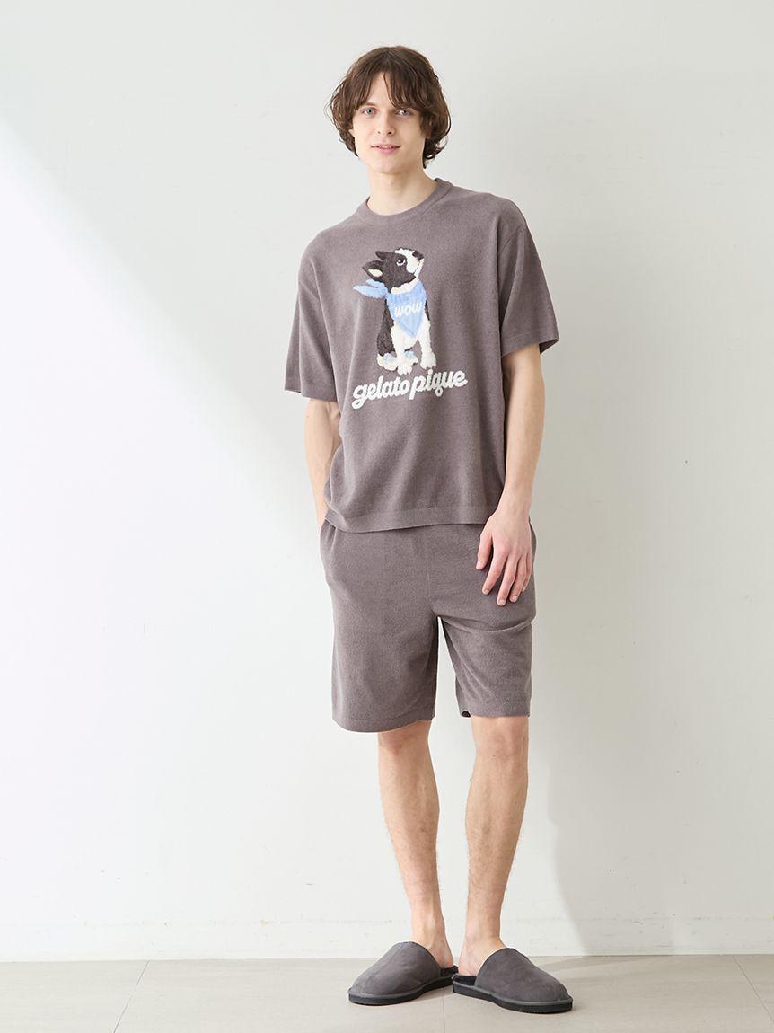 GELATO PIQUE HOMME「【ONLINE限定】【HOMME】エアリーモコボストンテリアジャガードプルオーバー&ハーフパンツセット」|ルームウェア|