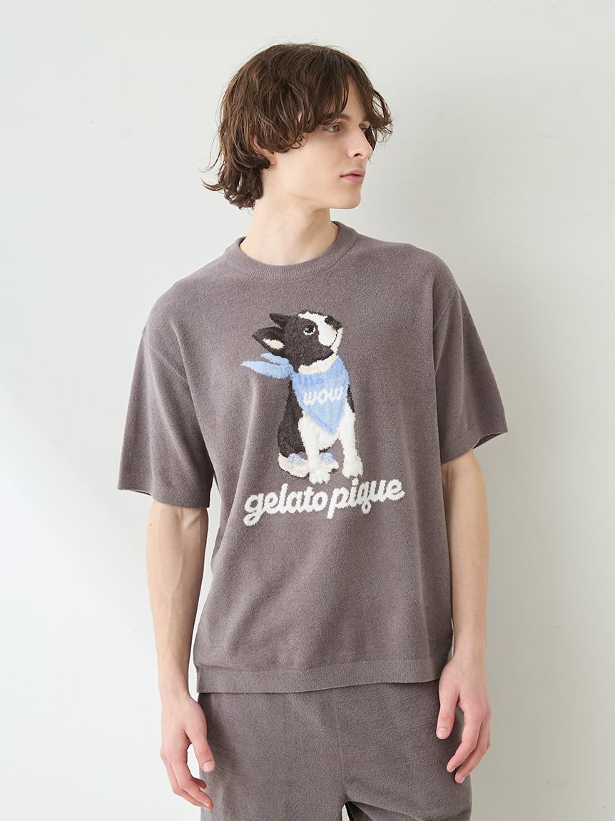 GELATO PIQUE HOMME「【ONLINE限定】【HOMME】エアリーモコボストンテリアジャガードプルオーバー&ハーフパンツセット」|ルームウェア|