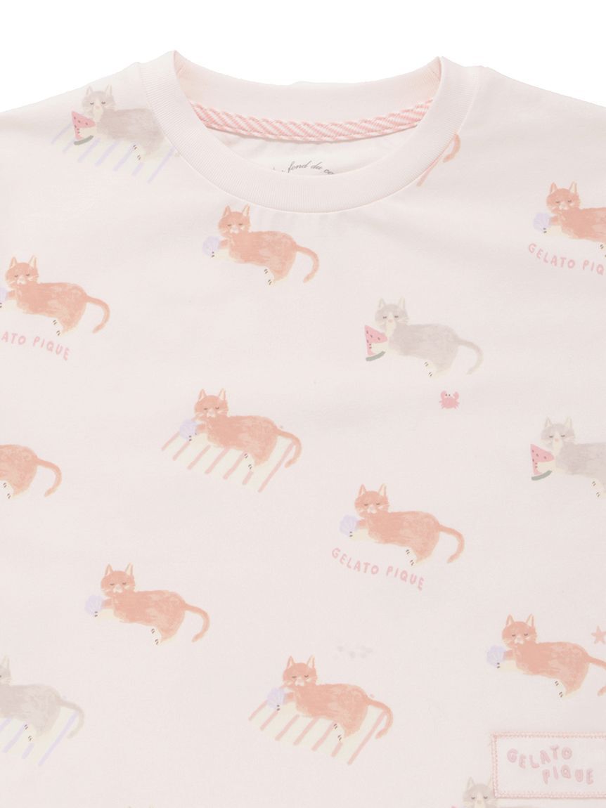 GELATO PIQUE KIDS & BABY「【KIDS】シーサイドキャット柄半袖Tシャツ」|ルームウェア|