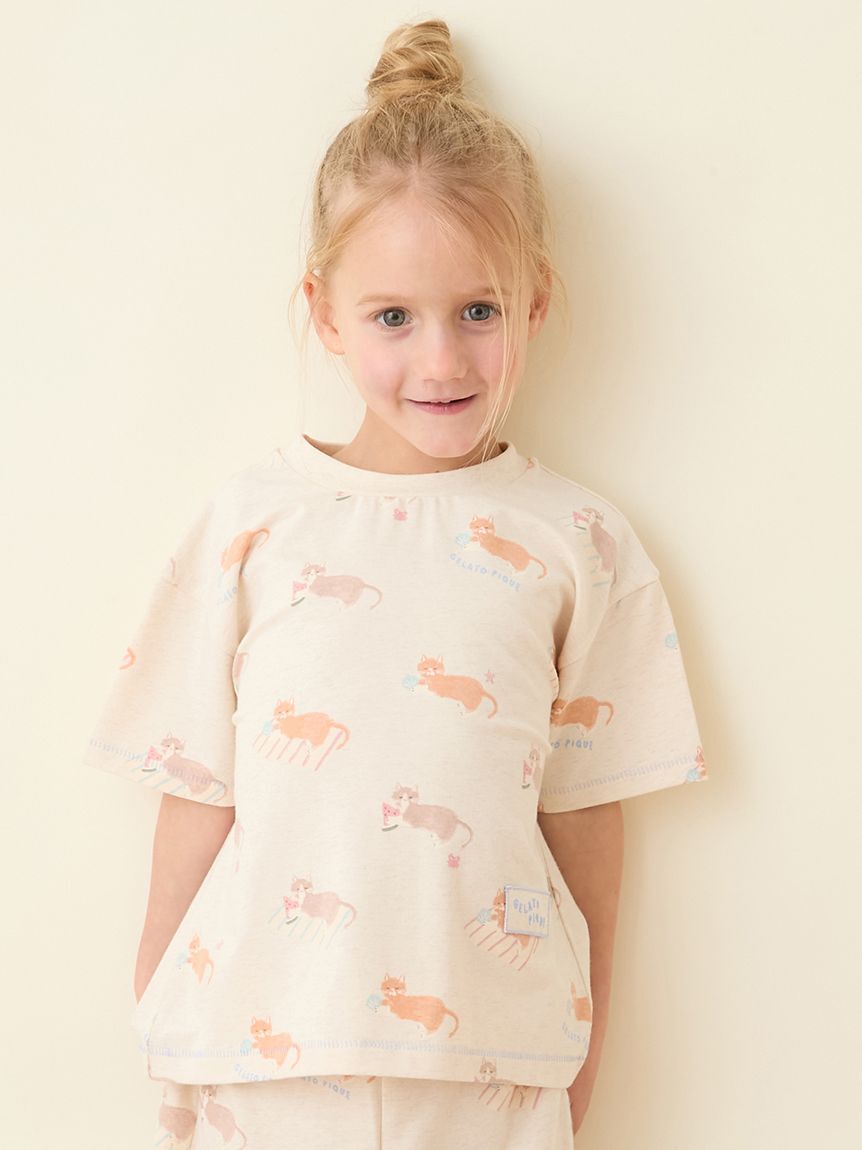 GELATO PIQUE KIDS & BABY「【KIDS】シーサイドキャット柄半袖Tシャツ」|ルームウェア|