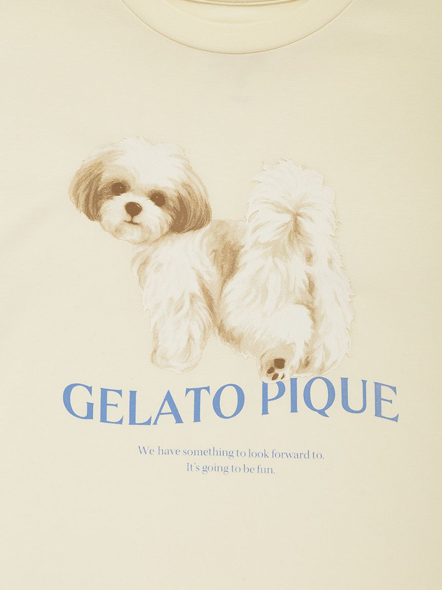 GELATO PIQUE KIDS & BABY「【JUNIOR】【接触冷感】【UVカット】お散歩ドッグワンポイントTシャツ&ショートパンツセット」|ルームウェア|
