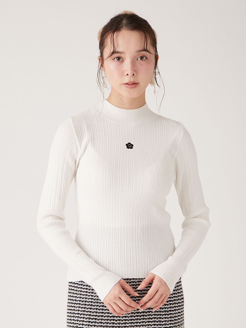 LILY BROWN「【LILY BROWN&times;MARY QUANT】デイジー刺繍バックオープンリブニット」|ニット・セーター|