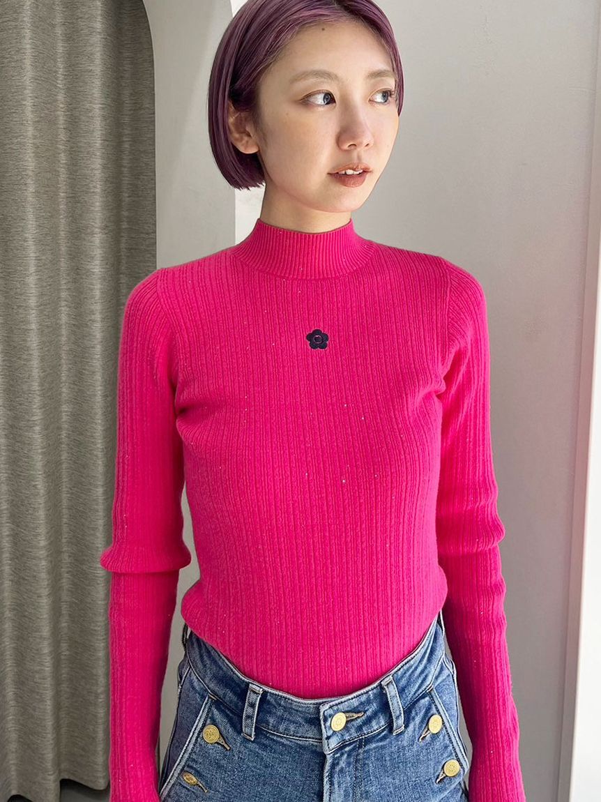 LILY BROWN「【LILY BROWN&times;MARY QUANT】デイジー刺繍バックオープンリブニット」|ニット・セーター|