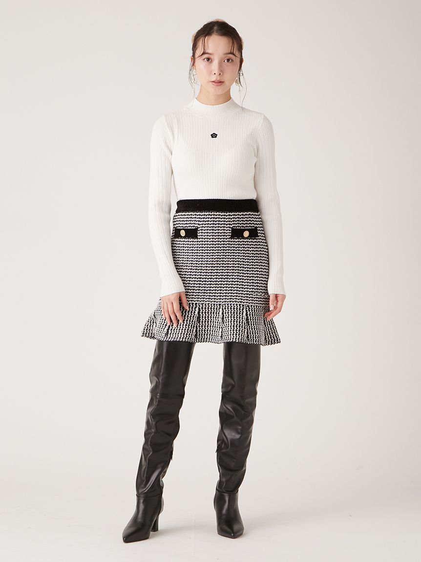 LILY BROWN「【LILY BROWN&times;MARY QUANT】デイジー刺繍バックオープンリブニット」|ニット・セーター|